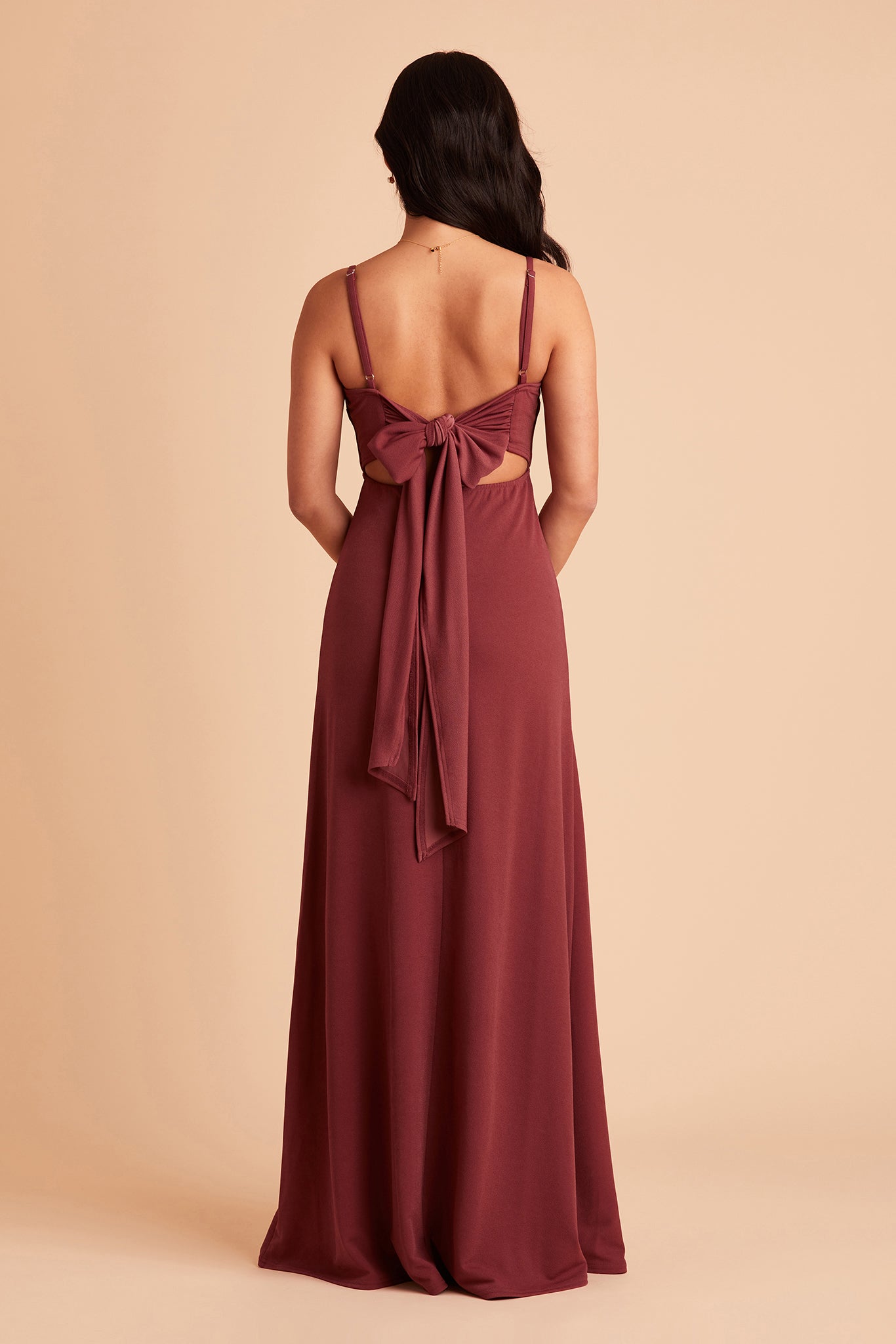 Benny bridesmaid dress in rosewood crepe by Birdy Grey, back view