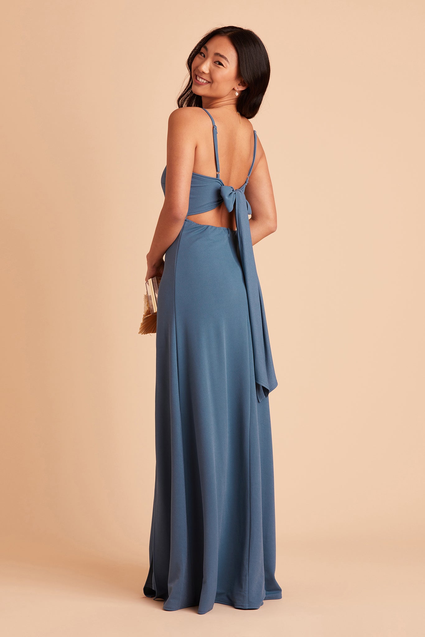Benny bridesmaid dress in twilight crepe by Birdy Grey, side view