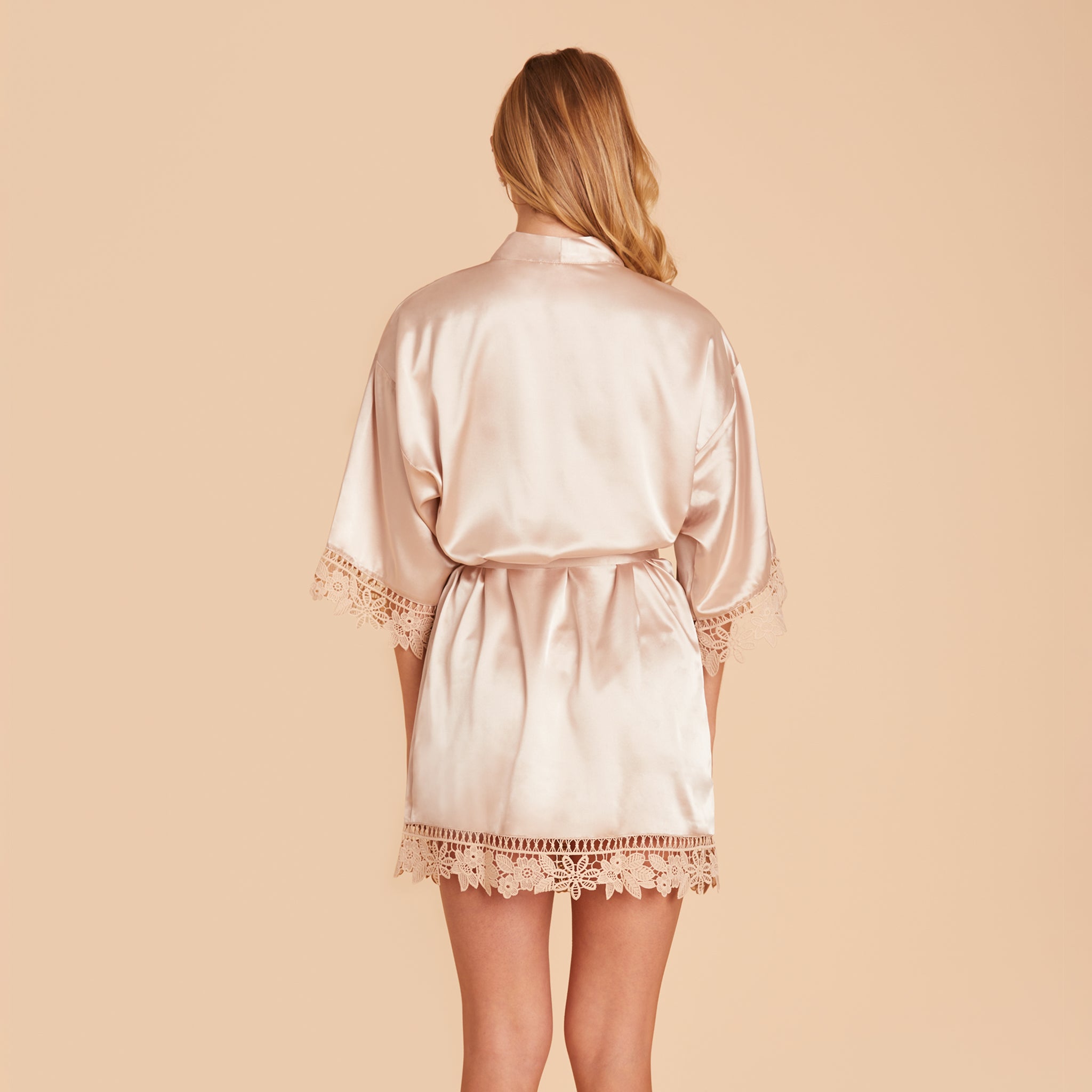 Claudine Lace Robe in Taupe by Birdy Grey, back view