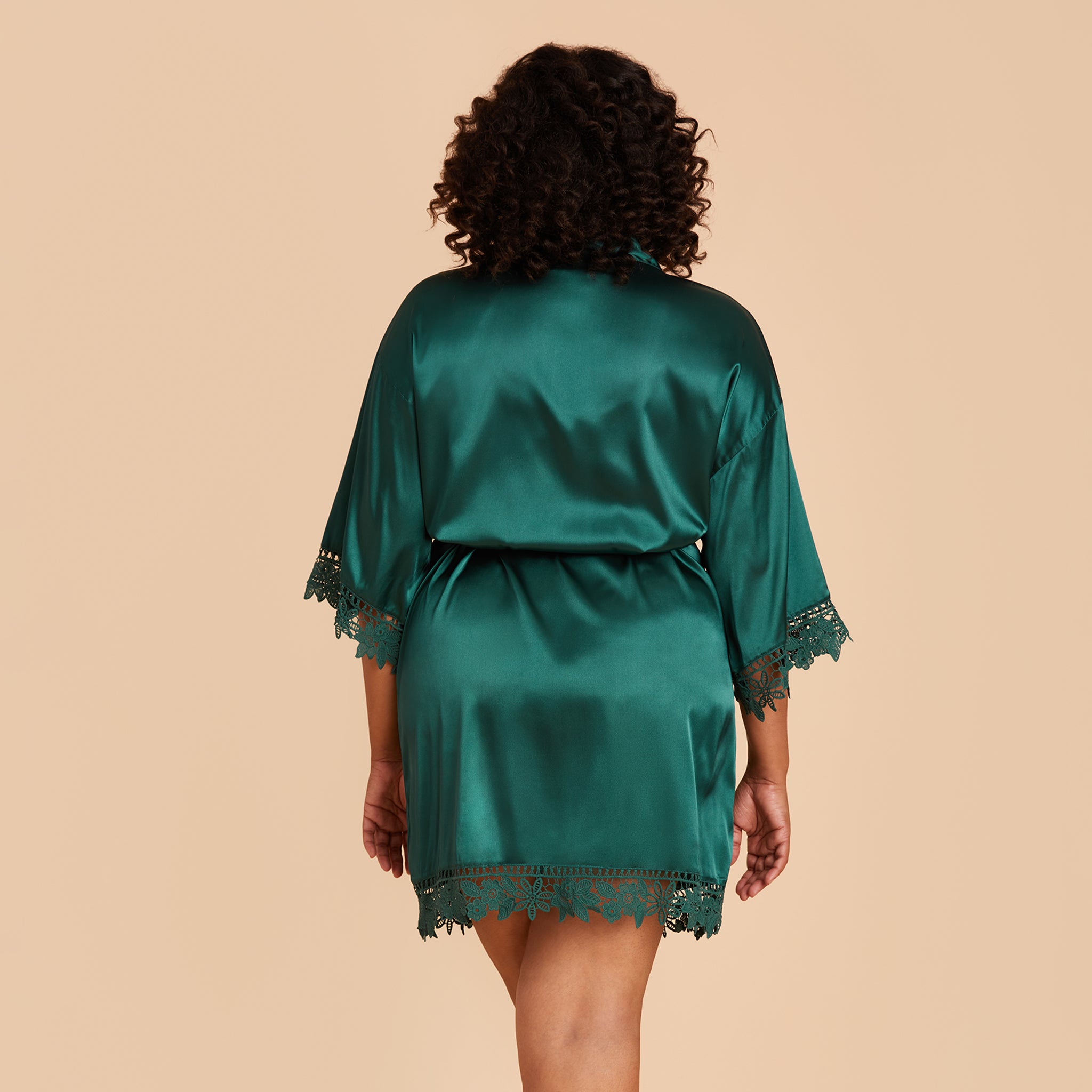 Claudine Lace Robe in Emerald by Birdy Grey, back view