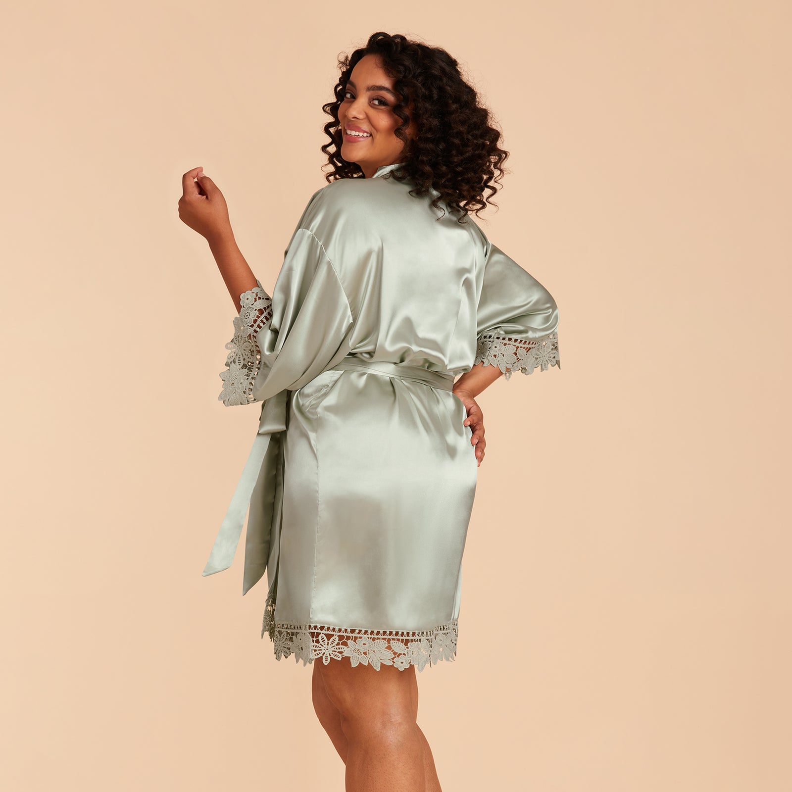 Claudine Lace Robe - Sage