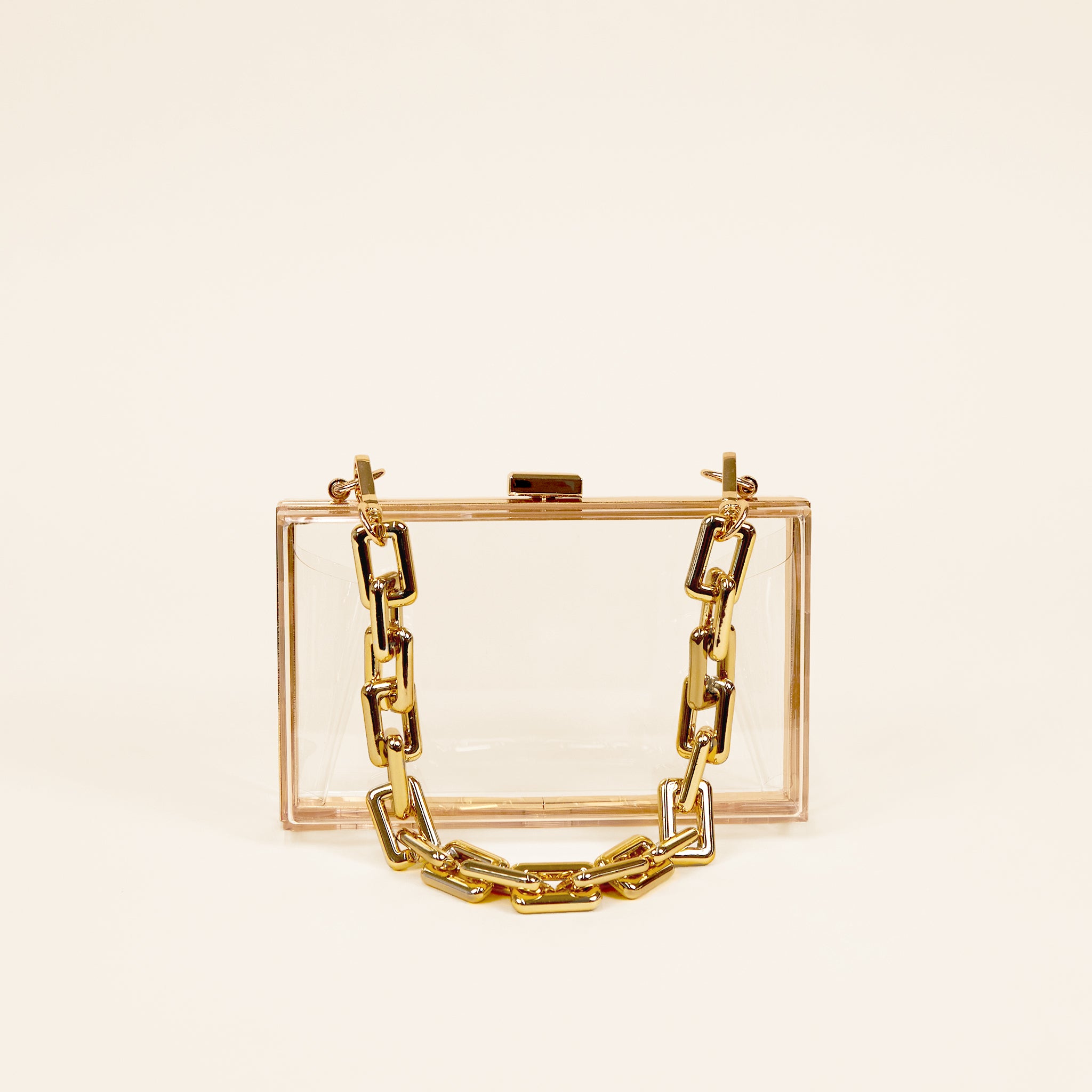 Clear Clutch with Gold Chain