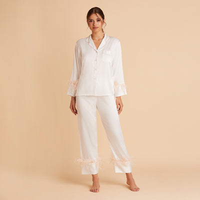 Feathered Pajama Set in white by Birdy Grey, front view