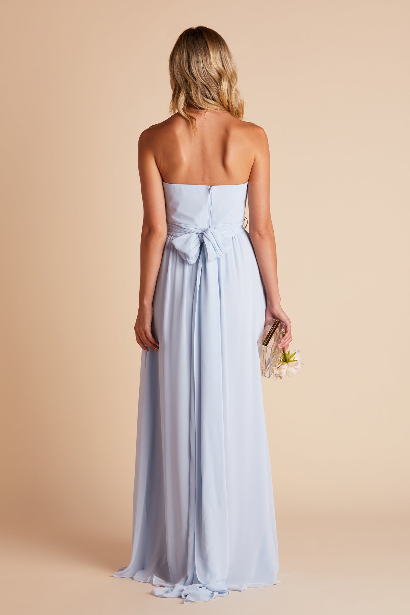 Grace convertible bridesmaid dress in ice blue chiffon by Birdy Grey, back view