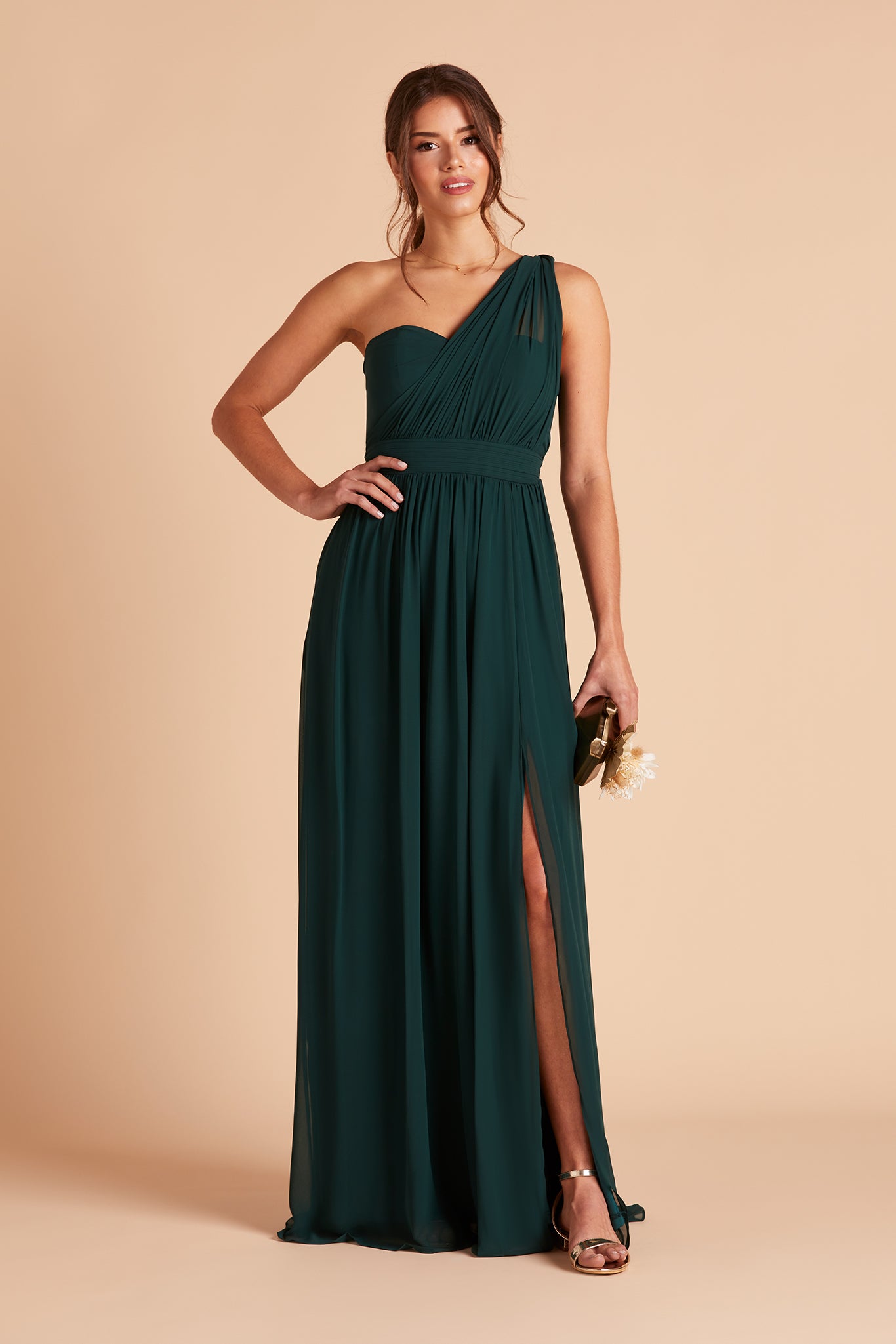 ESMINA | Flowy Chiffon Emerald Green Bridesmaid Dress – Envious Bridal &  Formal