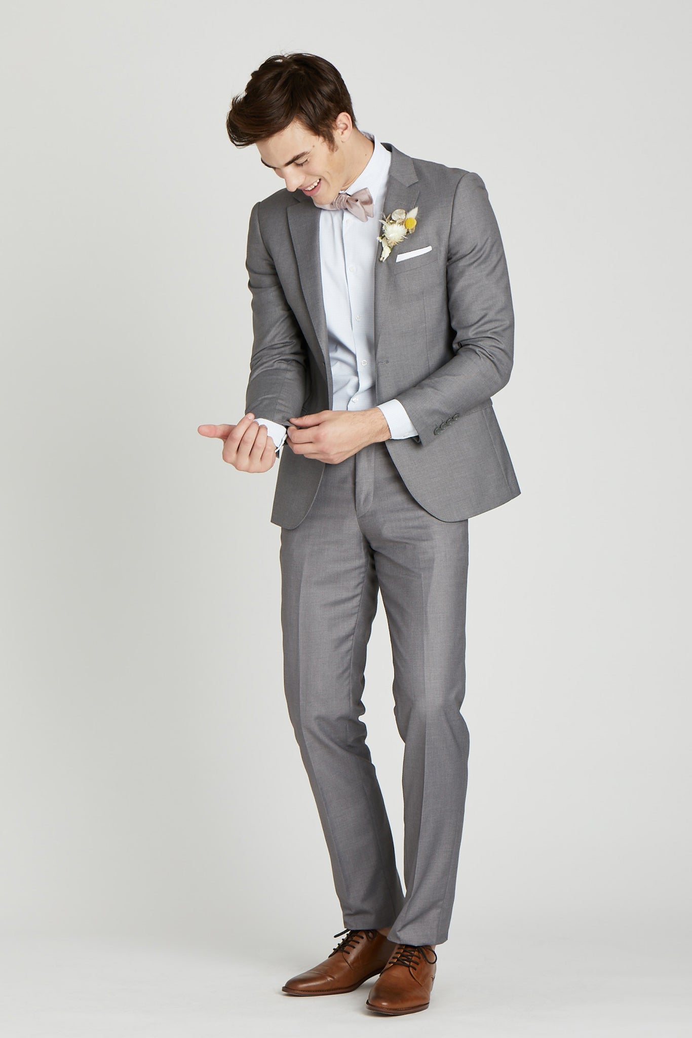 Textured Gray Groomsmen Suit by SuitShop, front view