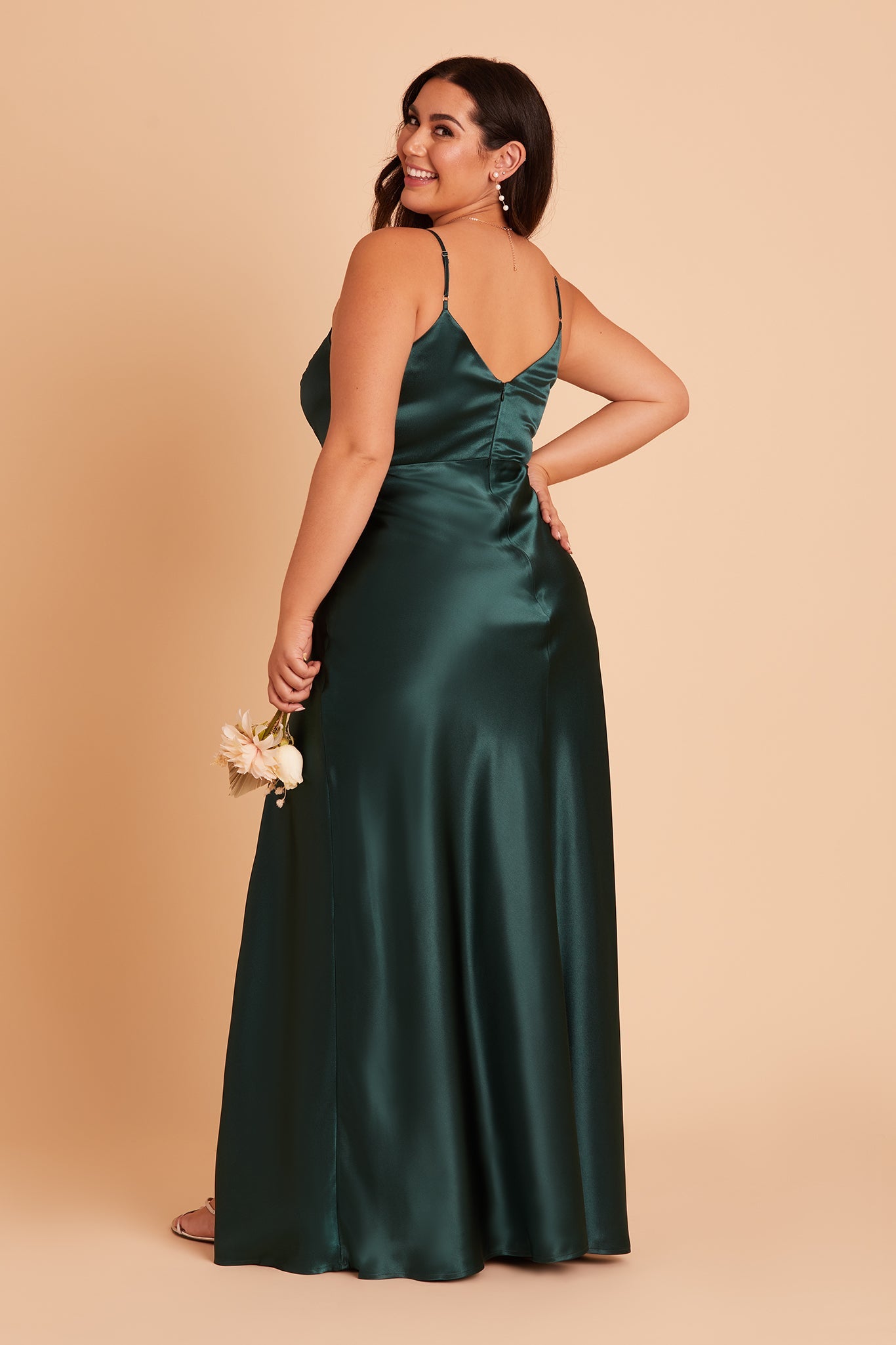 Emerald Jay Shiny Satin Dress by Birdy Grey