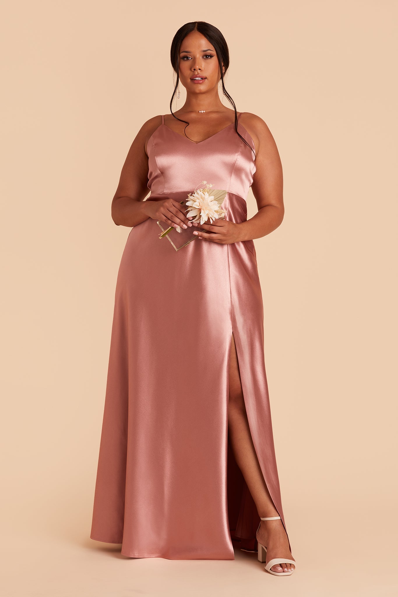 Jay Satin Dress - Desert Rose