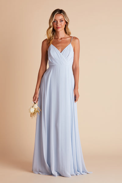 Kaia bridesmaids dress in ice blue chiffon by Birdy Grey, front view