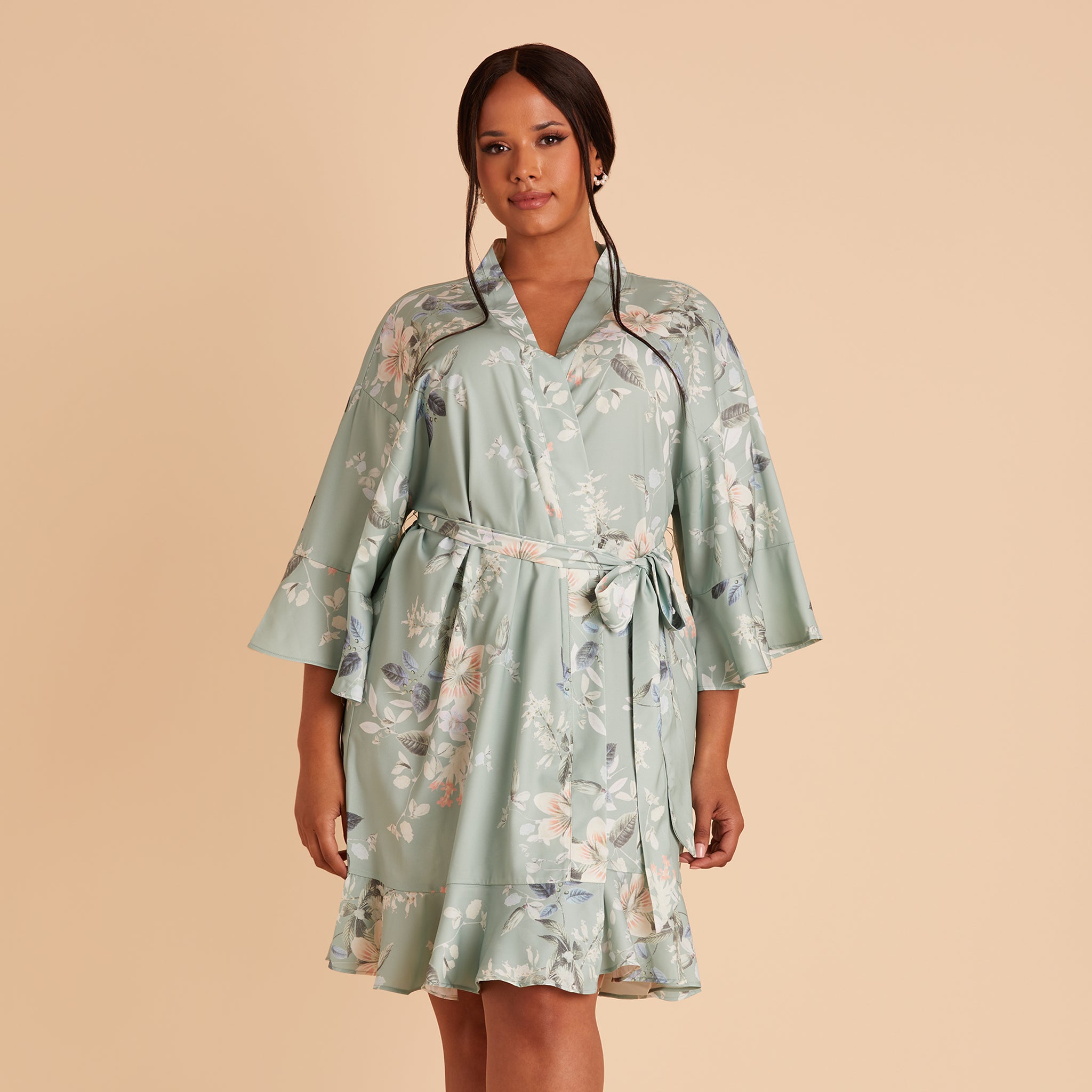 Kenny Sage Bouquet Floral Floral Ruffle Robe