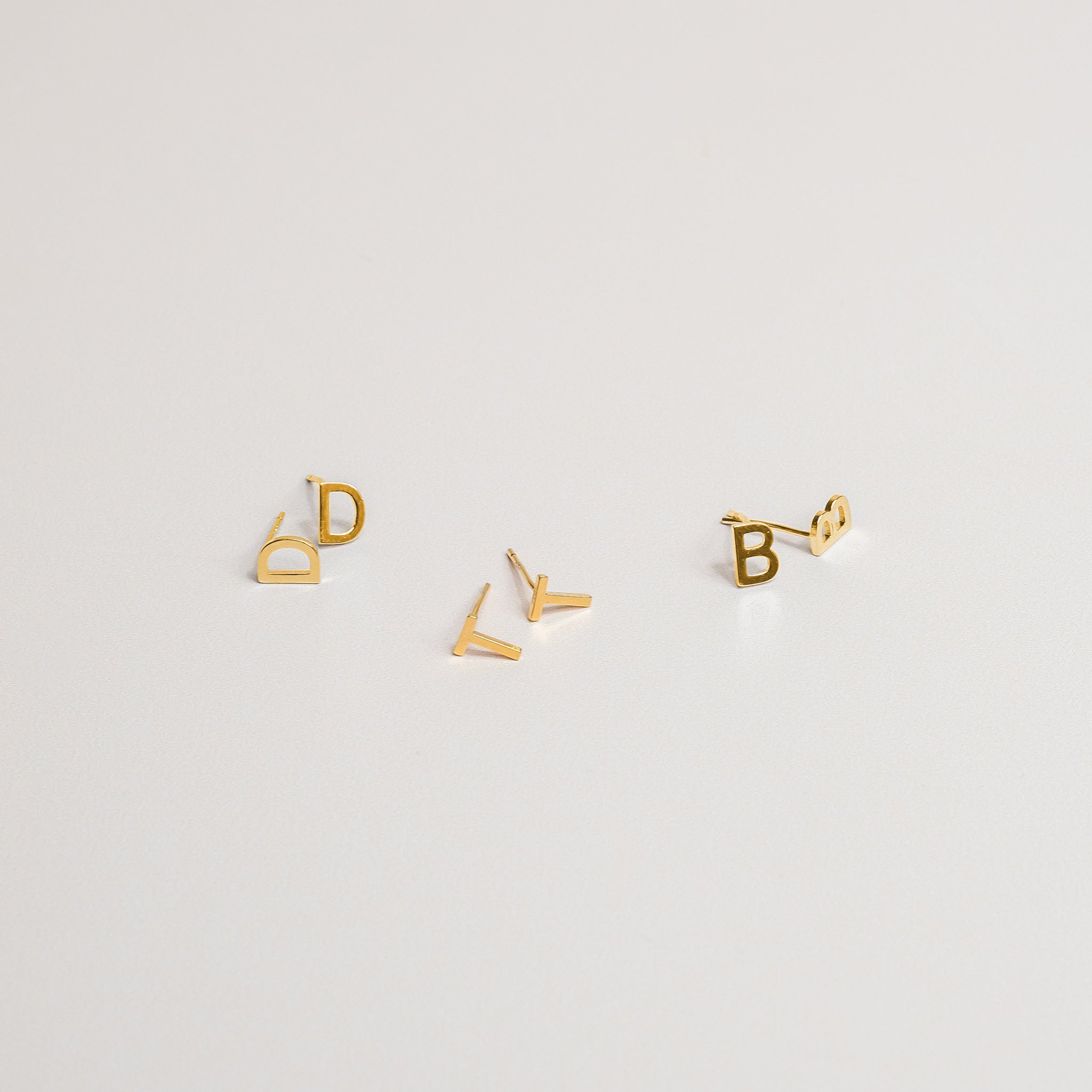 Initial Earrings by Birdy Grey, front view