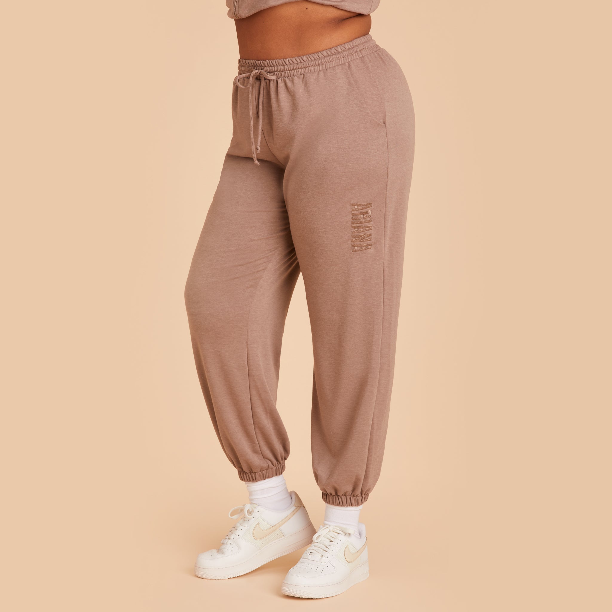 Plus Size Monogram sweatpants in cocoa front view