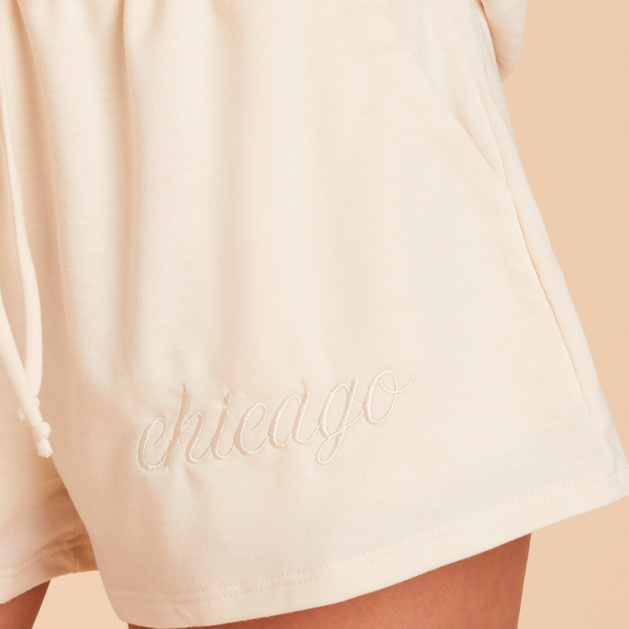 Monogram Shorts in vanilla cream front view