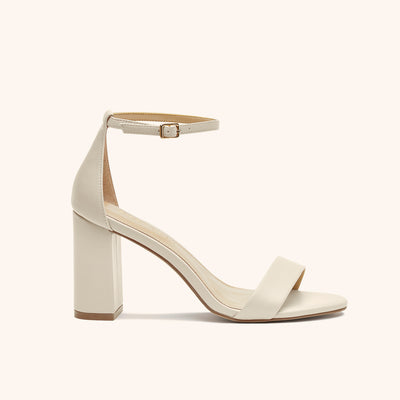Mary High Chunky Heel in Almond by Birdy Grey, side view