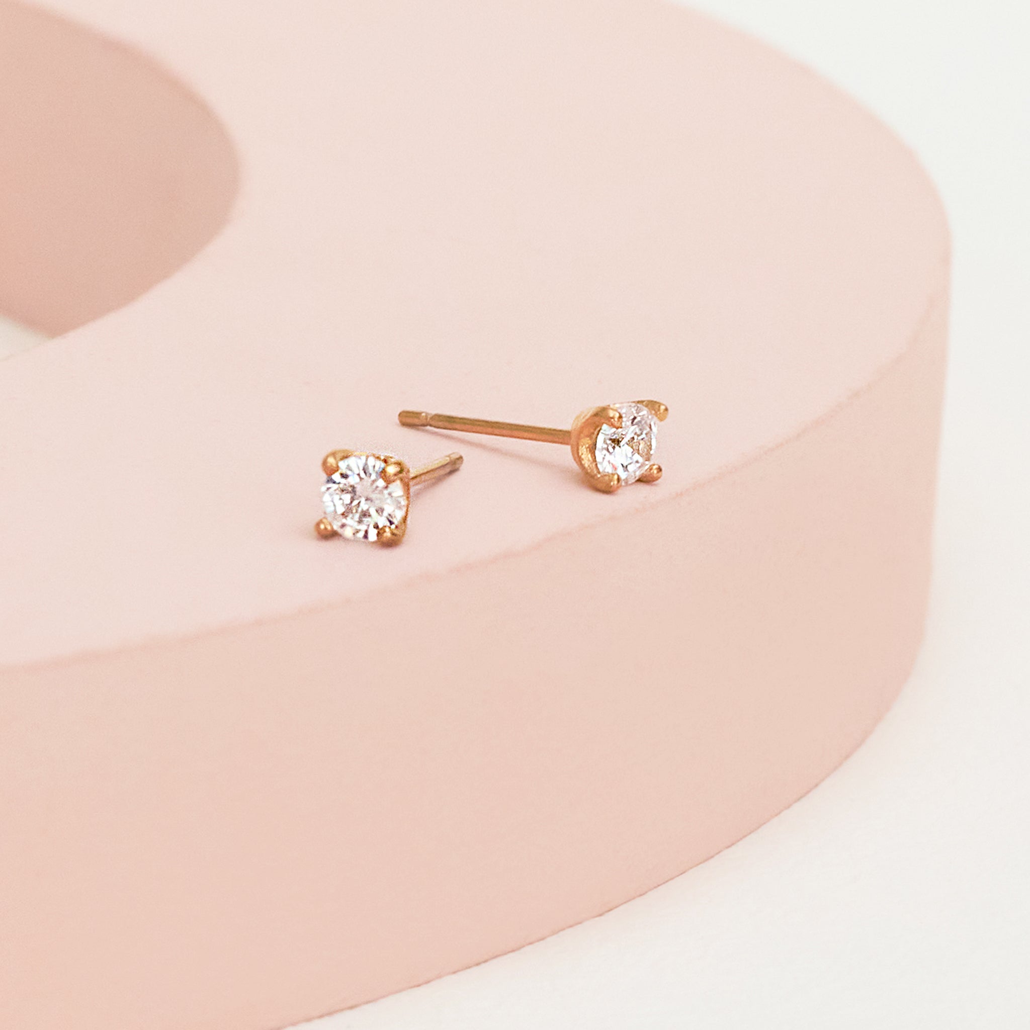 Sparkling stud earrings, front view