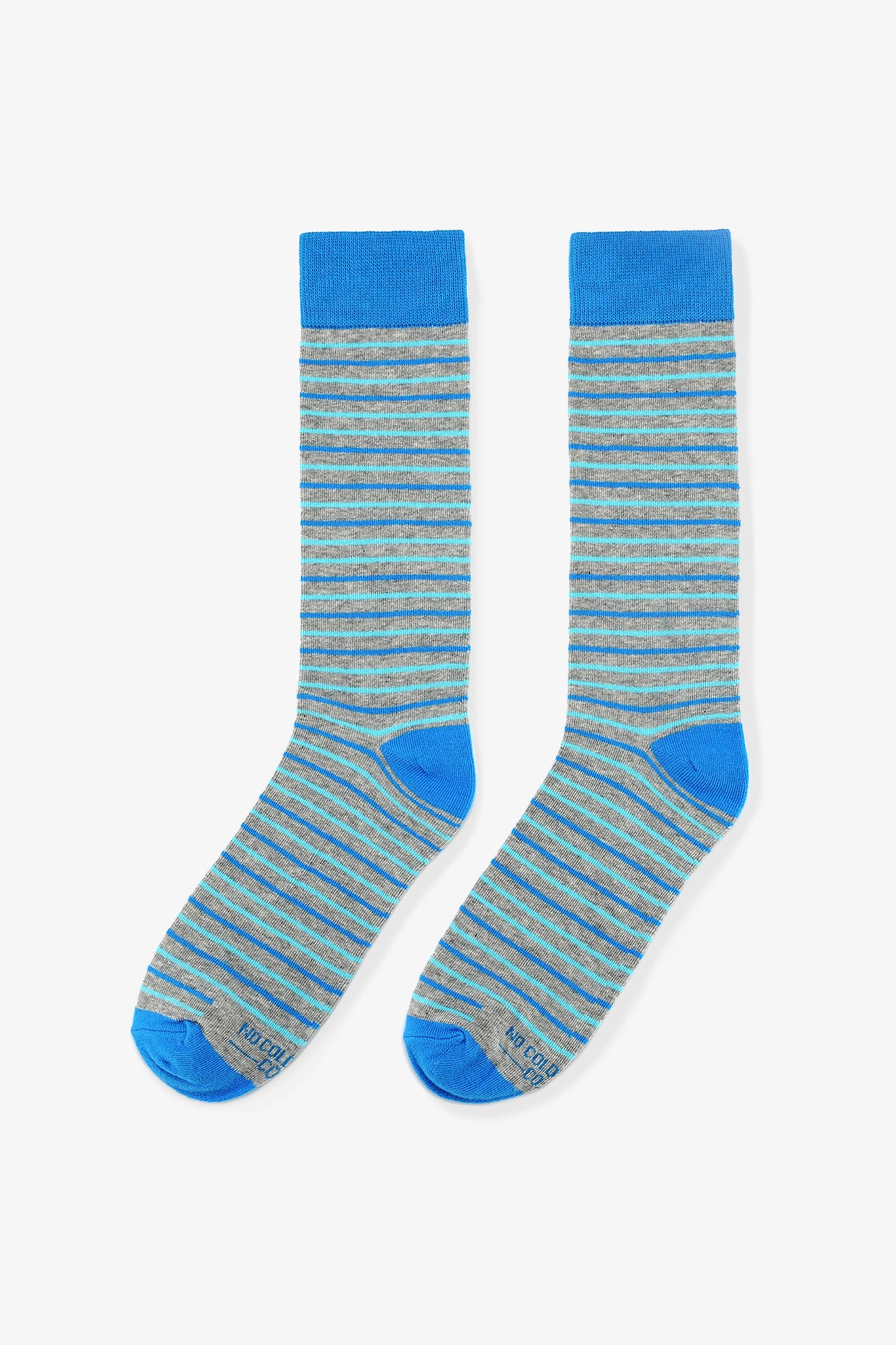 Blue Teal and Grey Striped Groomsmen Socks by No Cold Feet