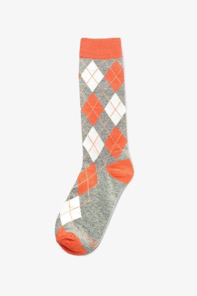 Coral and Grey Argyle Groomsmen Socks by No Cold Feet
