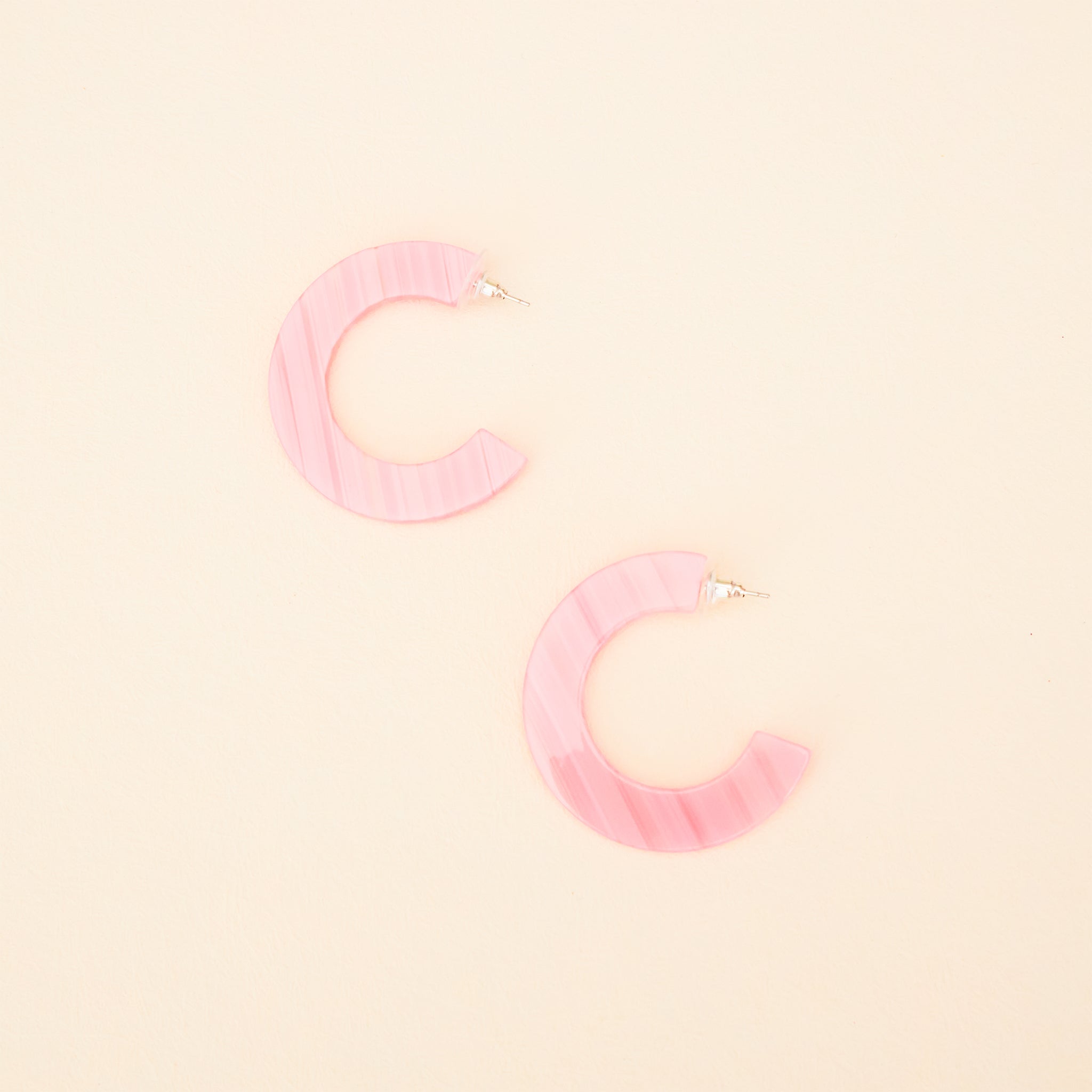 Resin Hoop Earrings in Pink