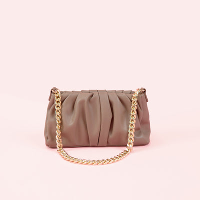 Ruched Handbag in Cocoa
