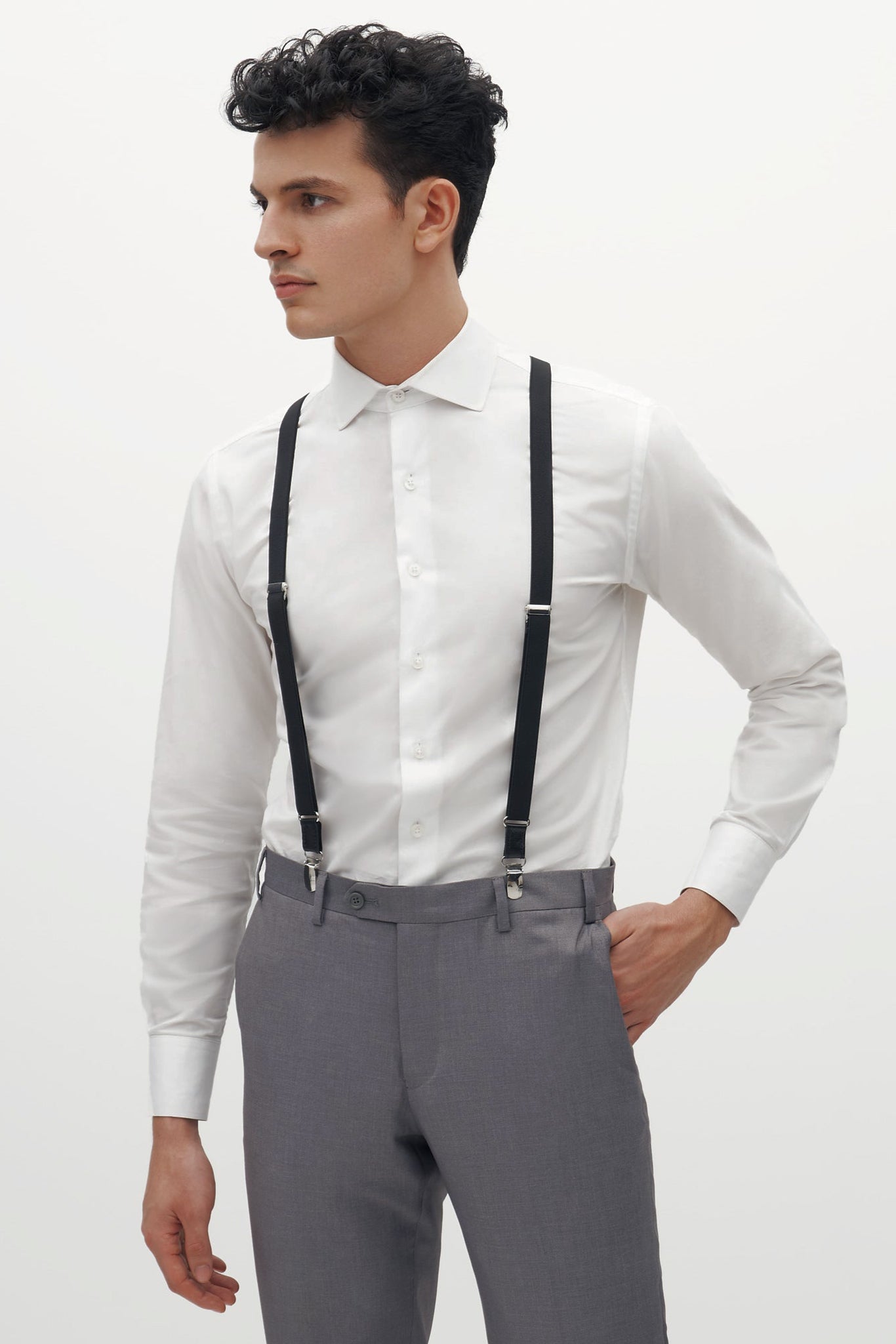 Black Classic Suspenders by SuitShop, front view