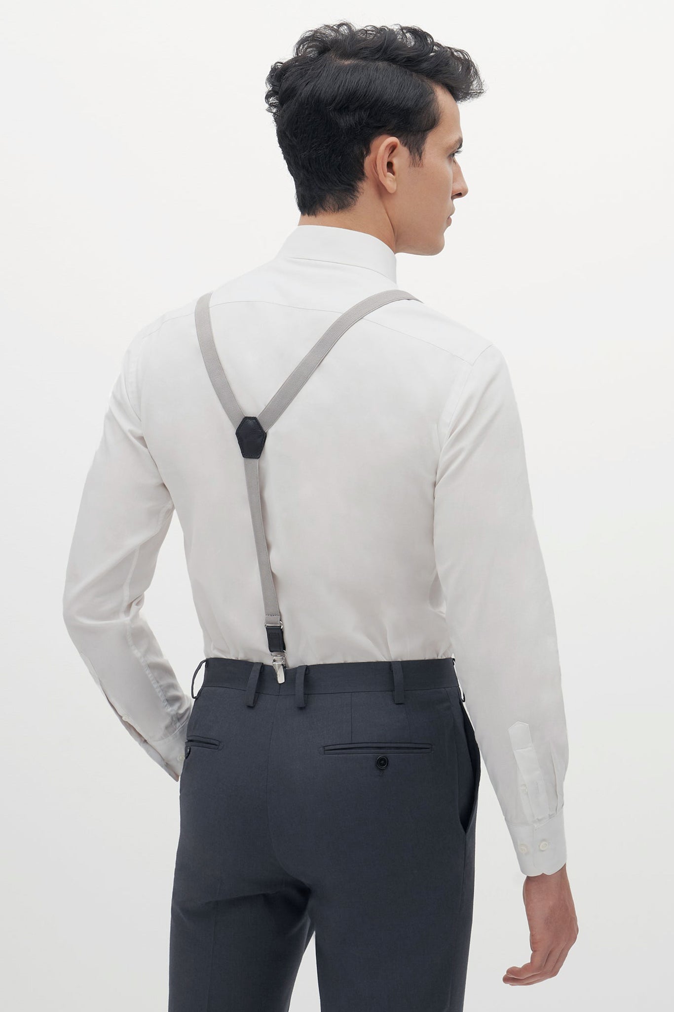 Grey Classic Suspenders by SuitShop, back view