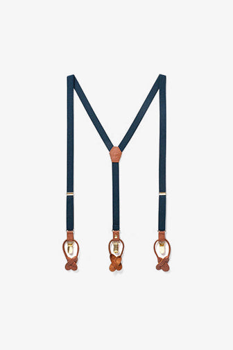 Navy Classic Suspenders by SuitShop, front view