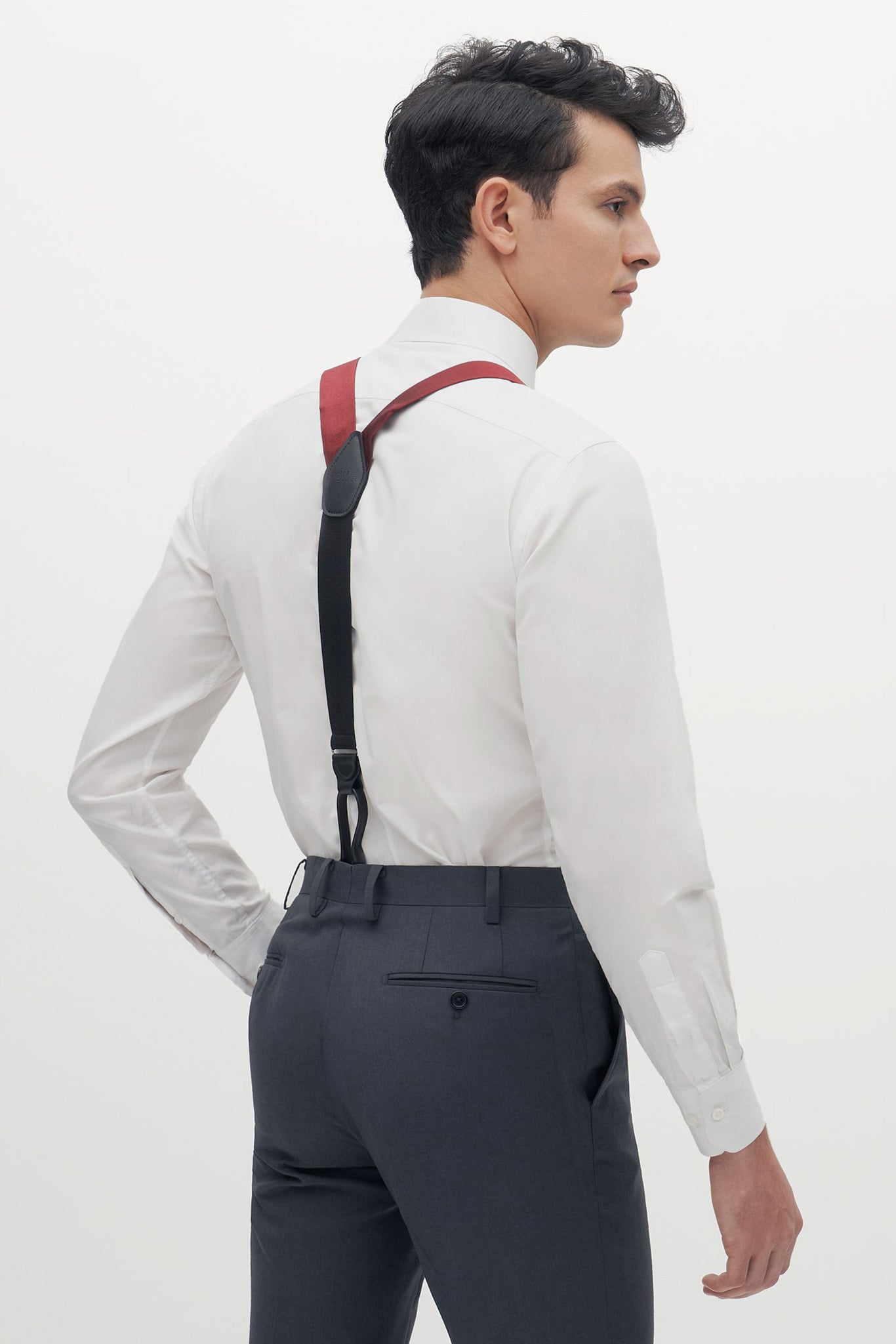 Burgundy Grosgrain Suspenders by SuitShop, back view