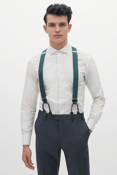 Hunter Green Grosgrain Suspenders by SuitShop, front view