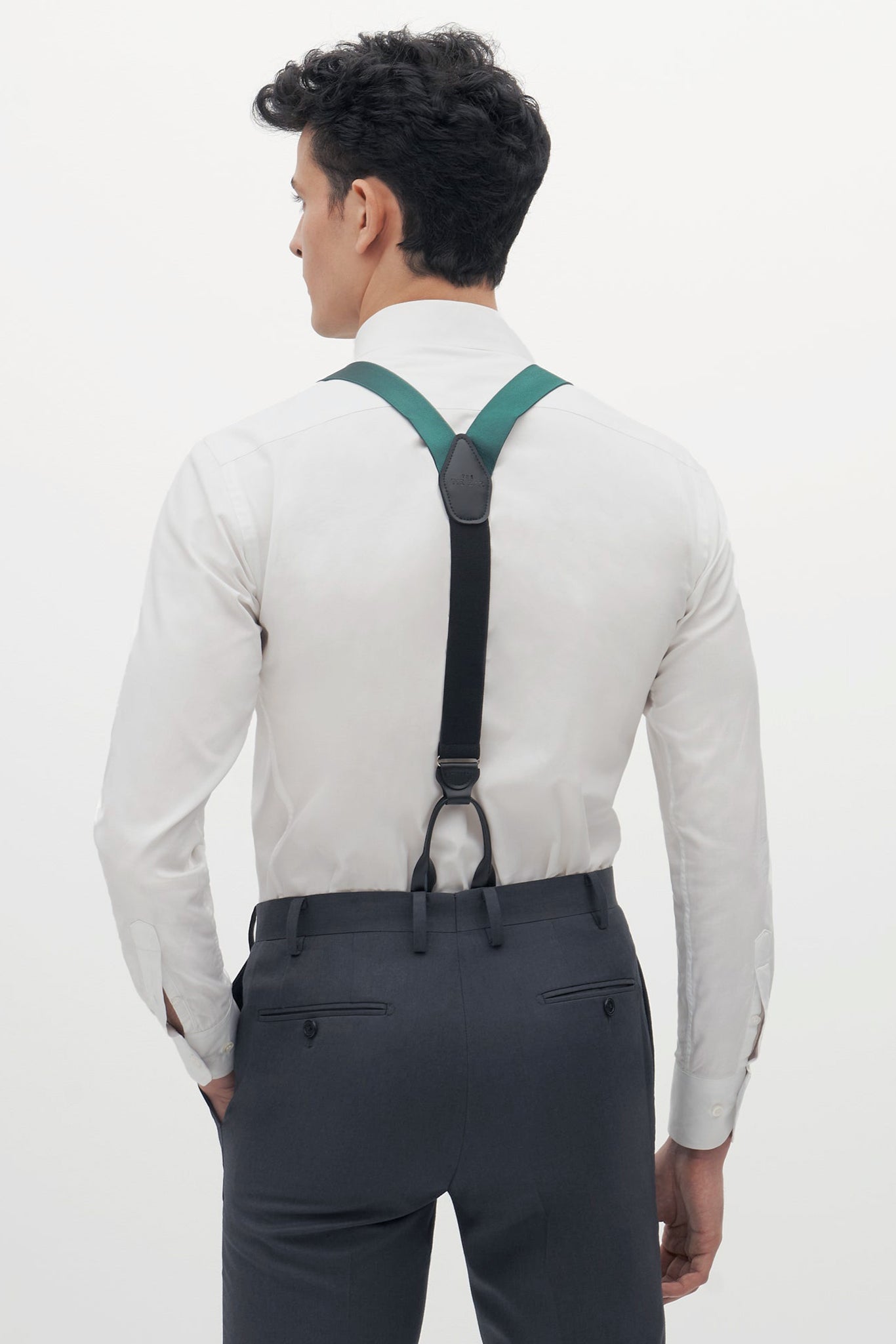 Hunter Green Grosgrain Suspenders by SuitShop, back view