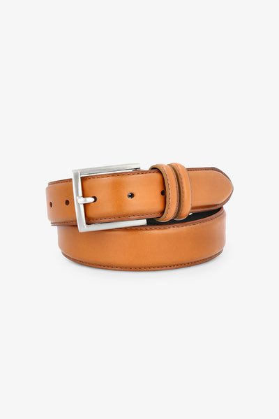 Leather Belt in Light Tan by SuitShop, front view