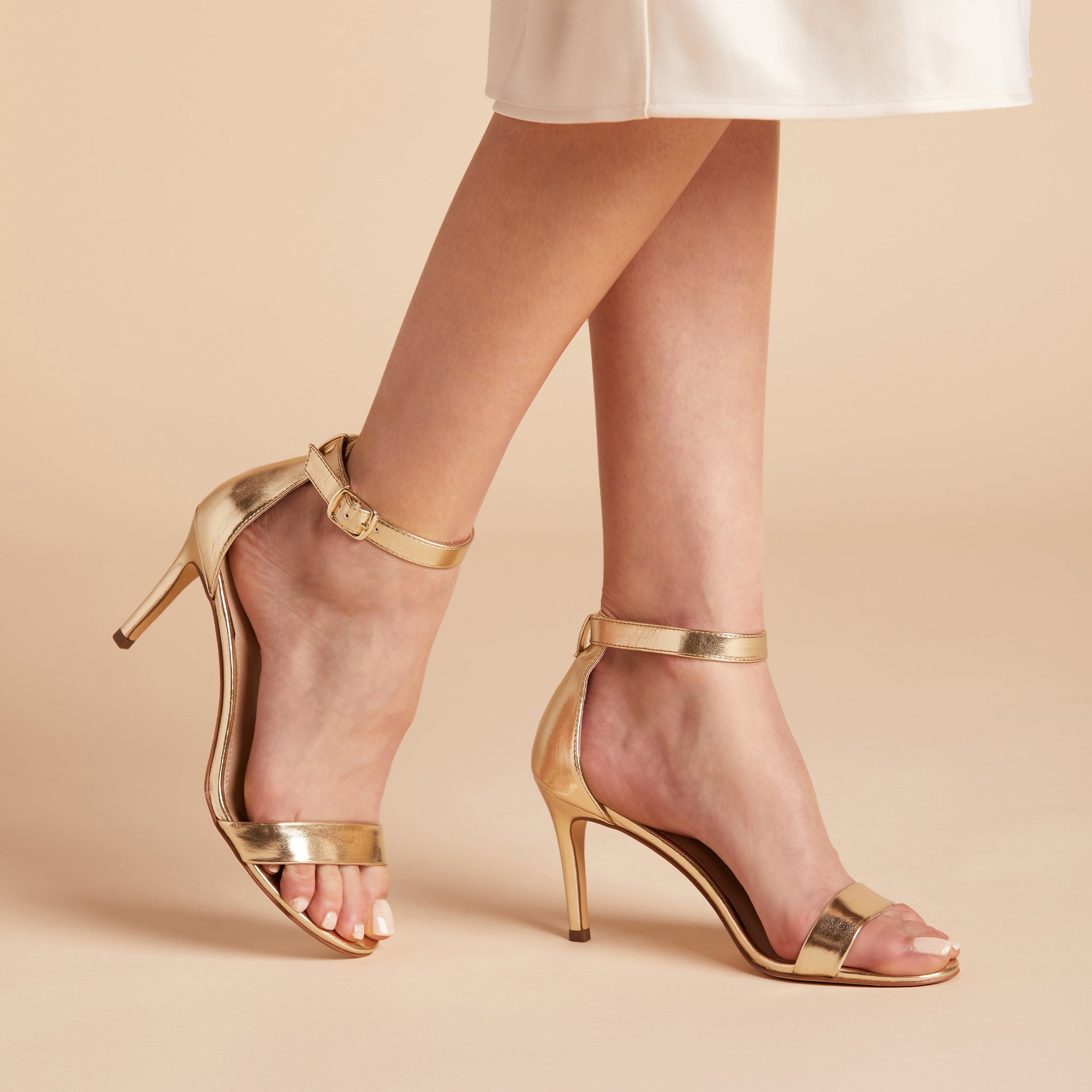Jenny Stiletto Heel in gold by Birdy Grey, side view