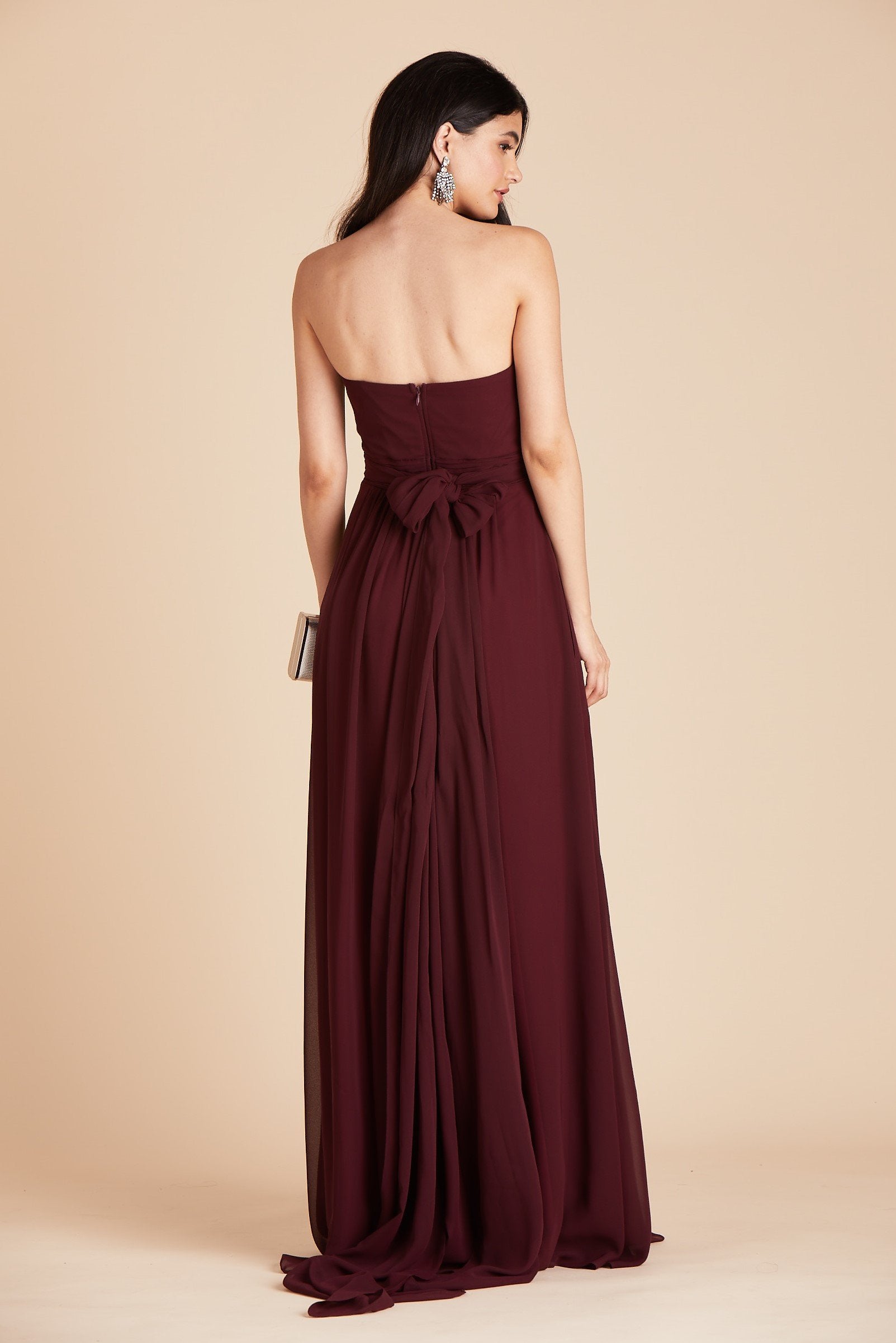 Grace convertible bridesmaid dress in cabernet burgundy chiffon by Birdy Grey, back view