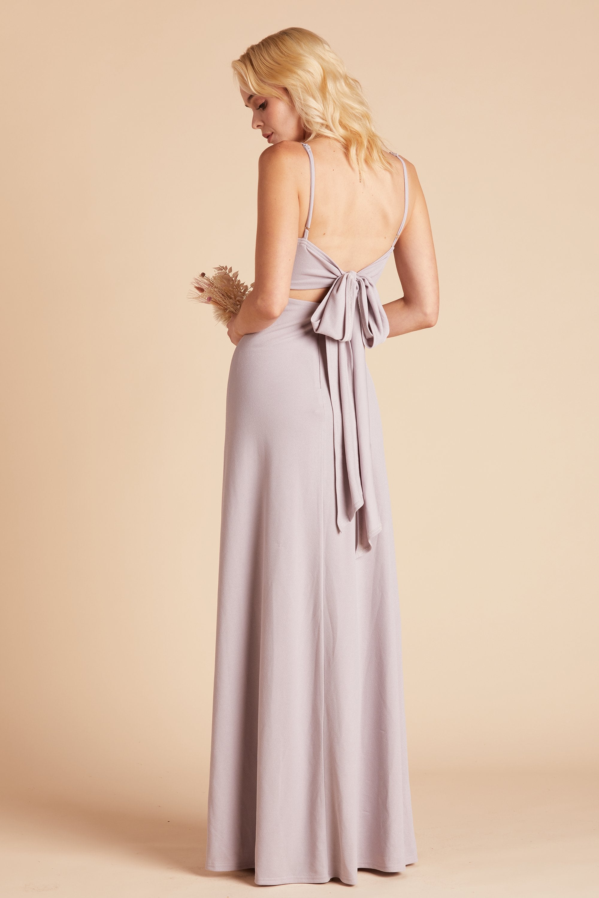Benny bridesmaid dress in emerald green crepe by Birdy Grey, back view