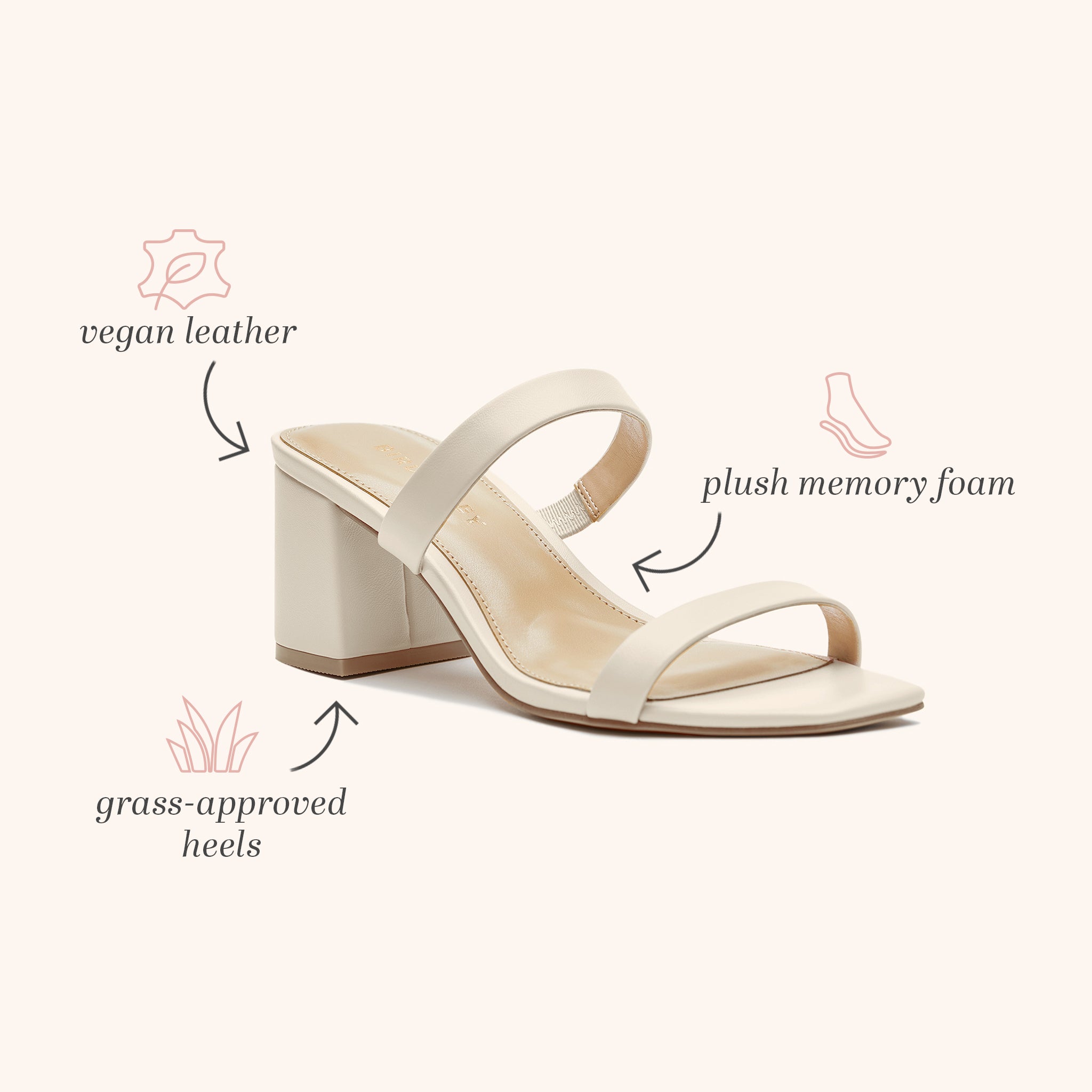 Alby Low Chunky Heel in Almond by Birdy Grey, front  view
