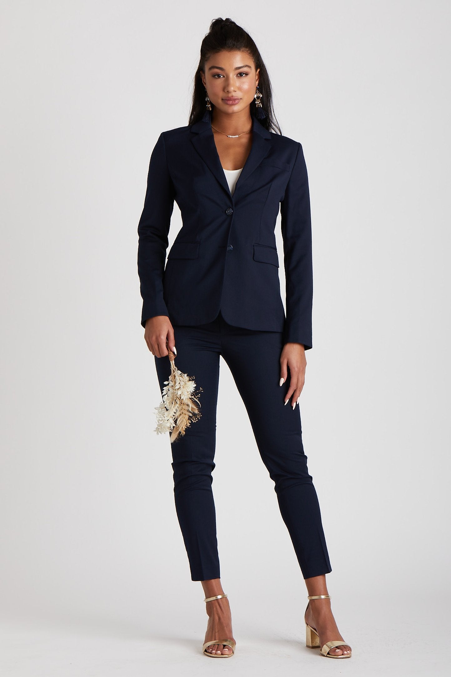 Women's Navy Blue Suit SuitShop | Grey
