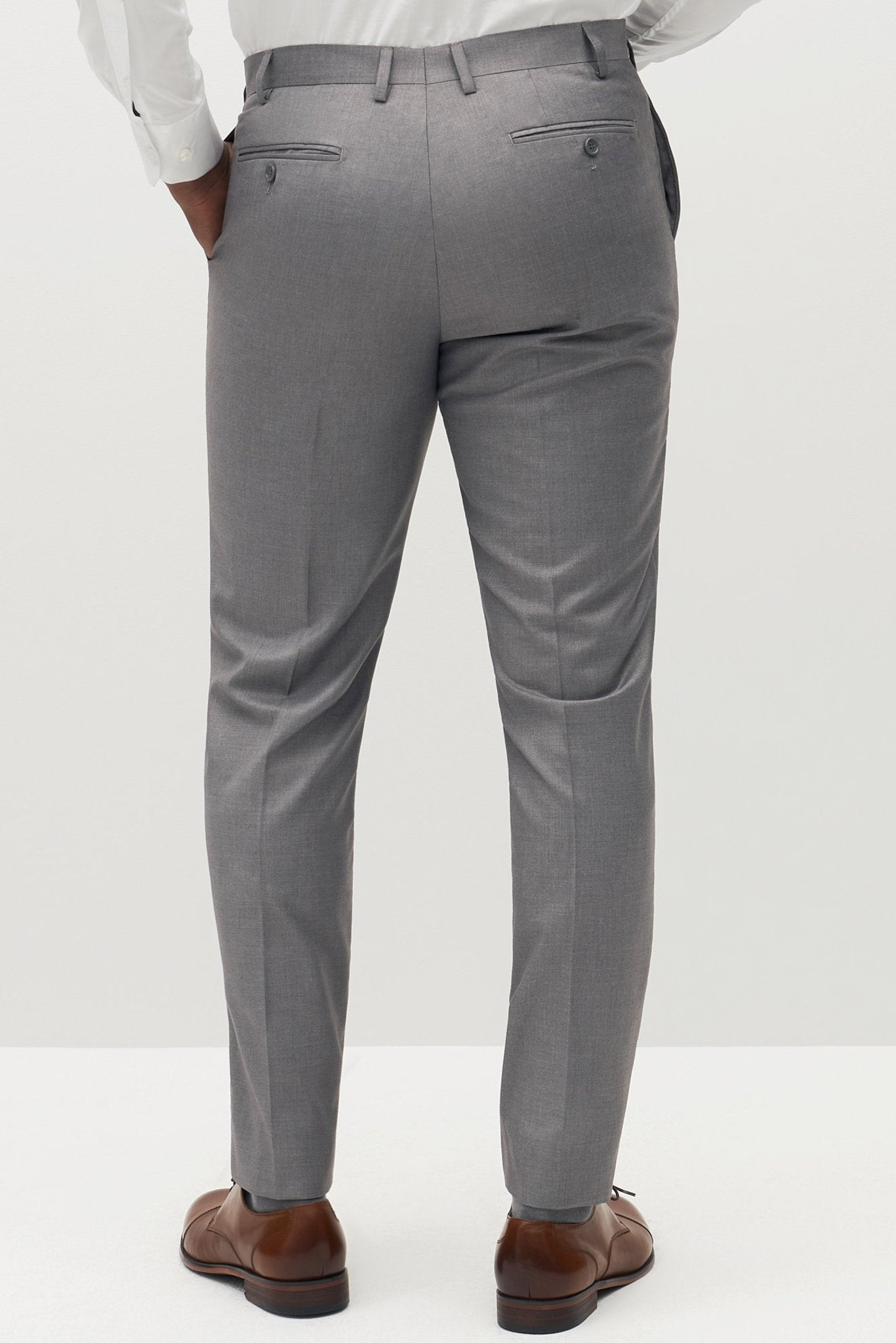Textured Gray Groomsmen Suit by SuitShop, back view