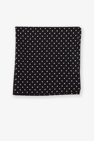 Didi Pocket Square in black dot by Birdy Grey, front view