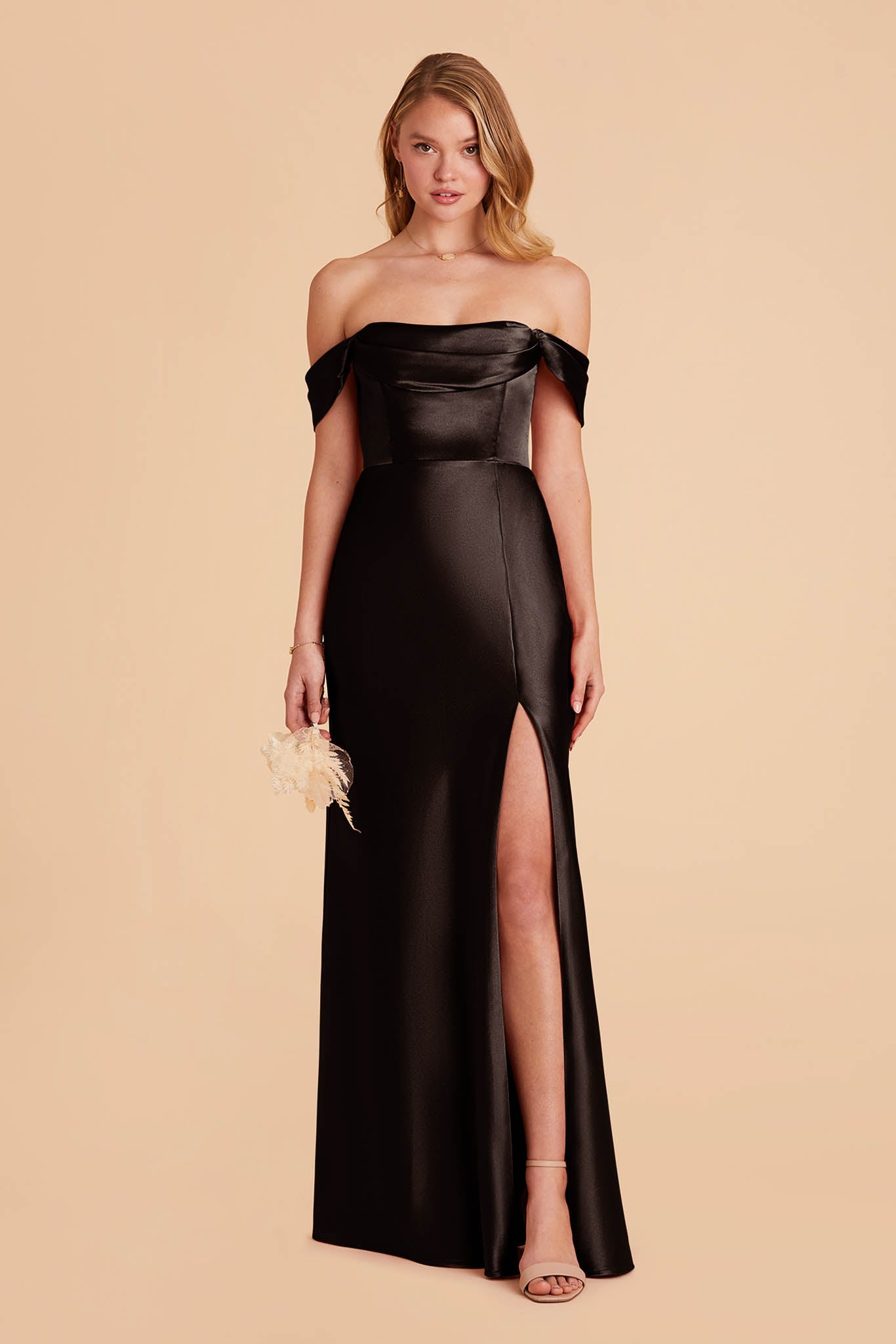 Camilla Gown - Satin High Slit Dress - Black | Lady Black Tie