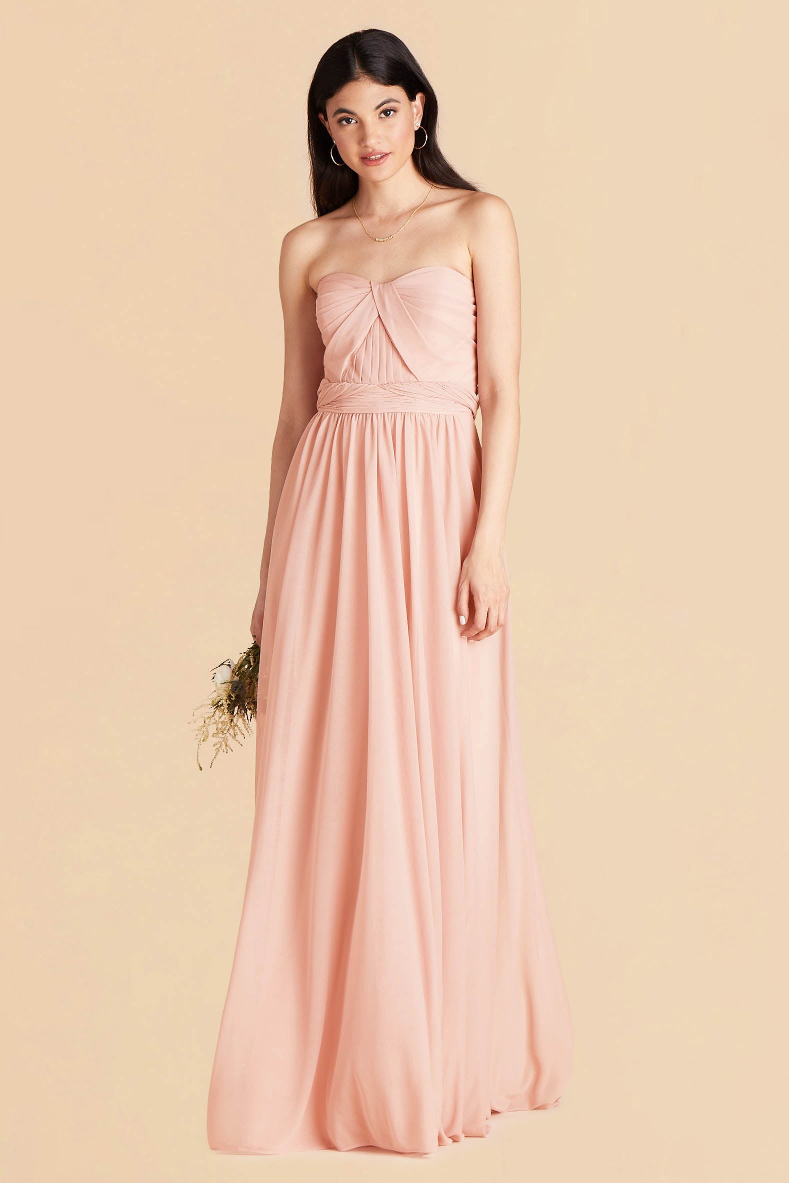 Grace convertible bridesmaid dress in Blush Pink Chiffon by Birdy Grey