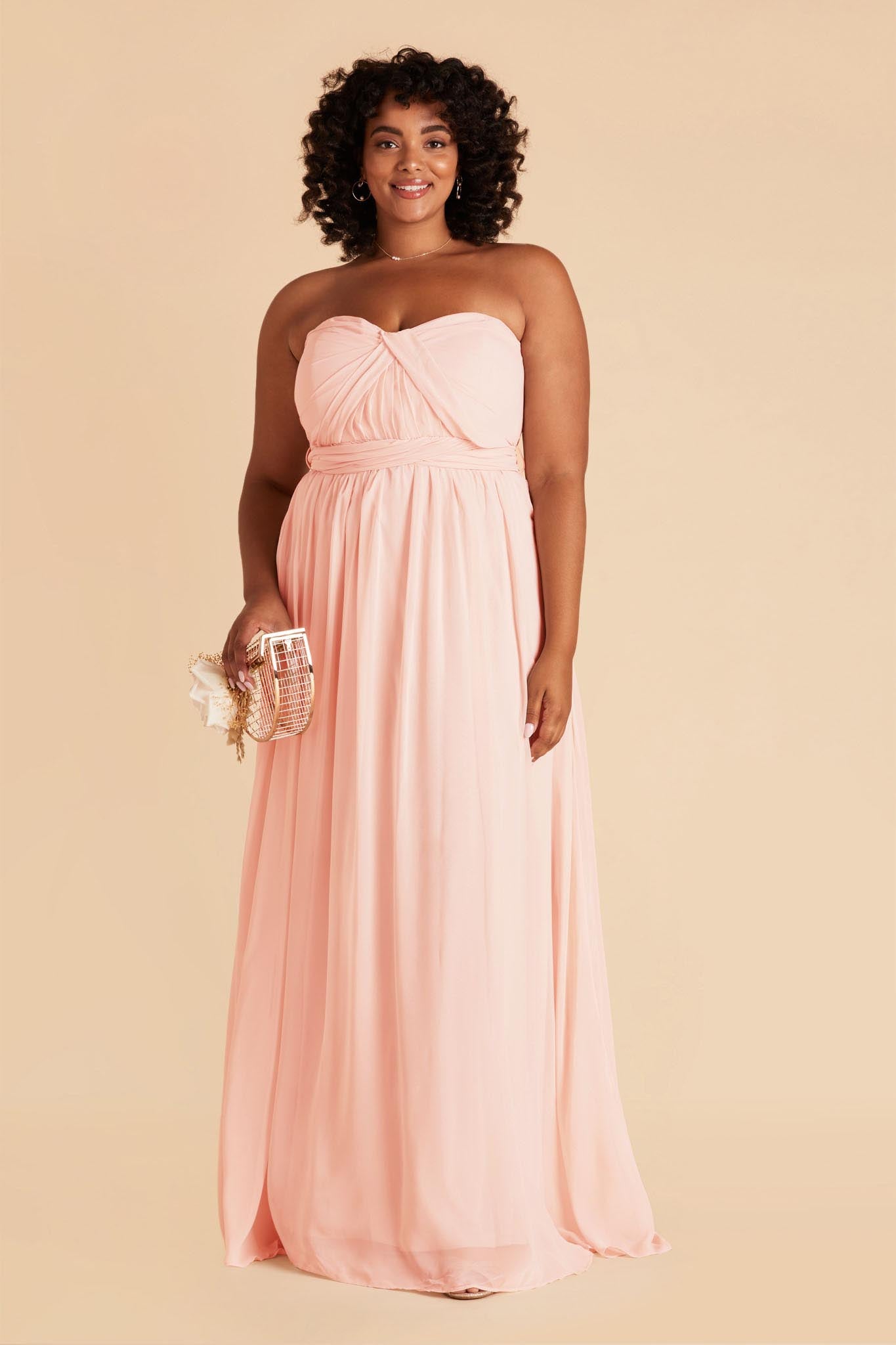 Grace plus size convertible bridesmaid dress in Blush Pink Chiffon by Birdy Grey