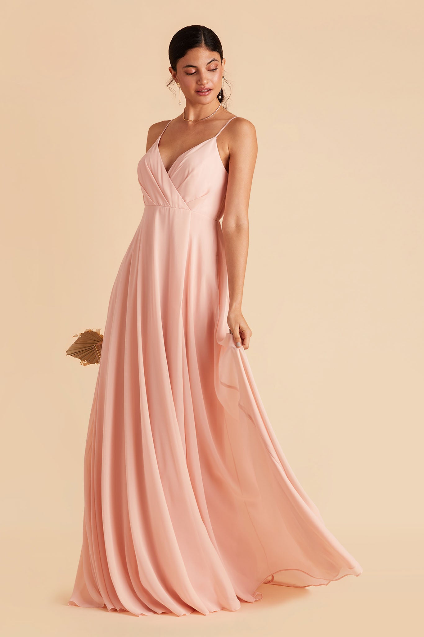 Hellymoon Women Blush Chiffon Bridesmaid Dress Sweetheart Long Wedding  Party Dress with Lace and Slit – hellymoonuk