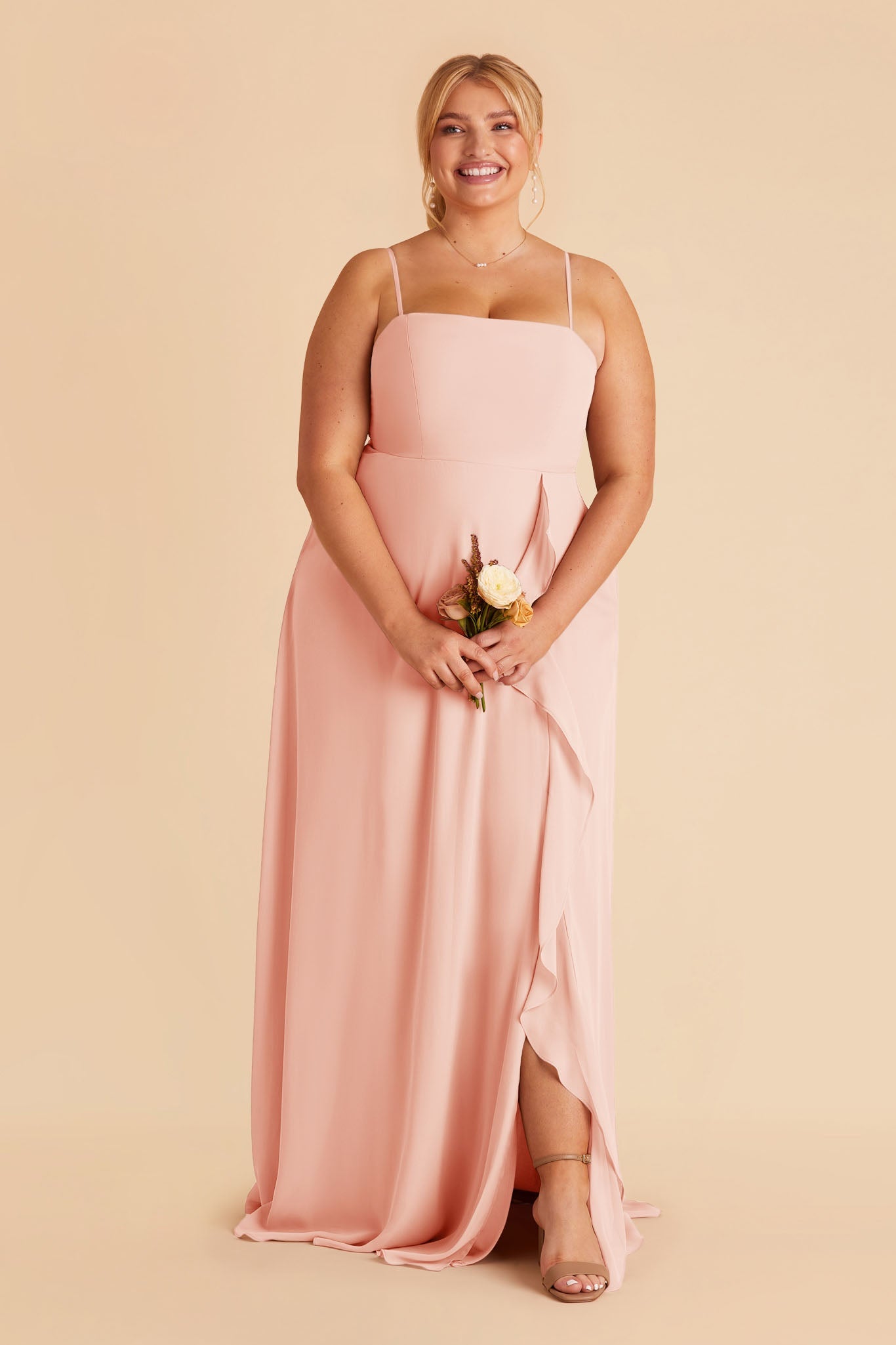 Blush Pink Winnie Chiffon Ruffle Bridesmaid Dress