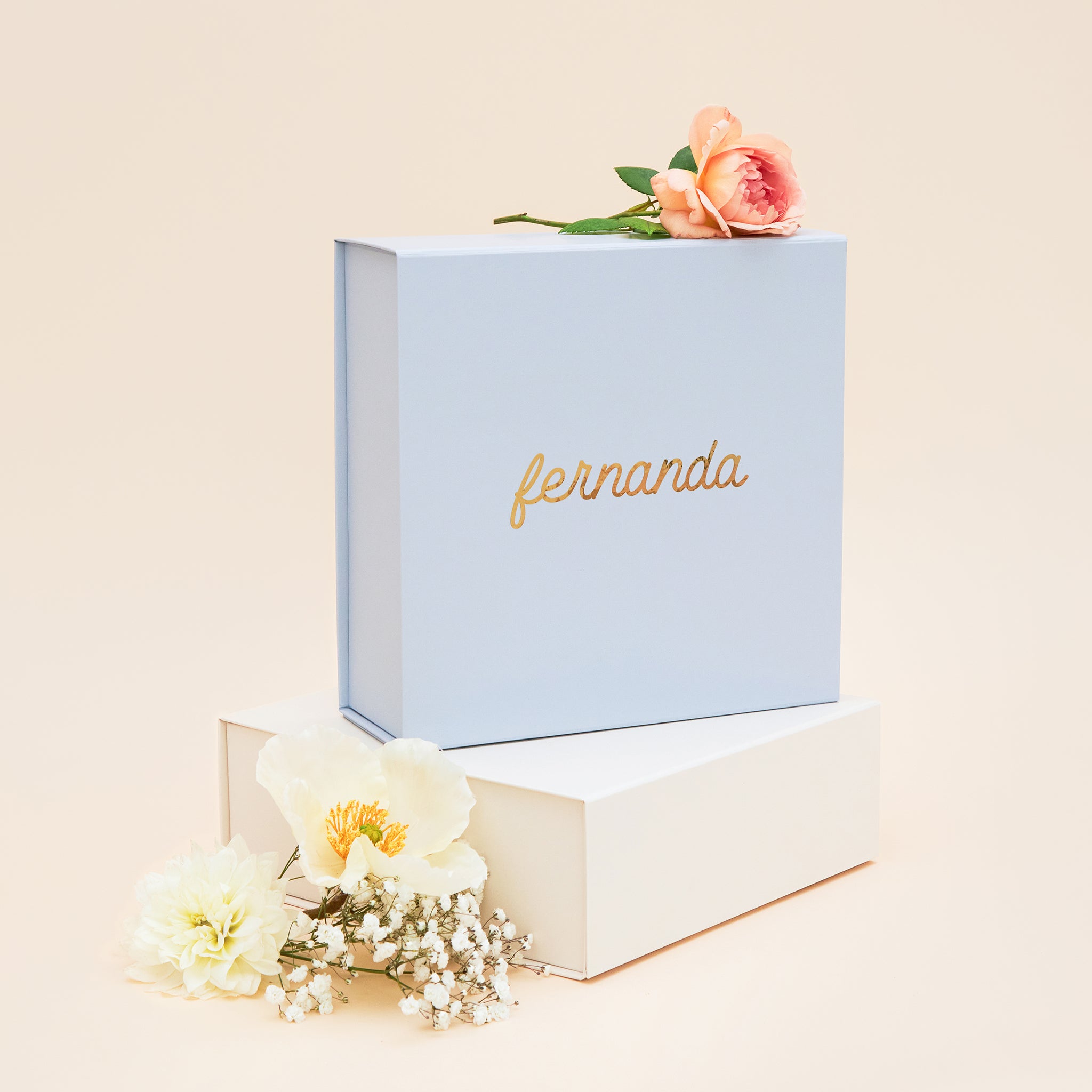 Personalized Proposal Box in Dusty Blue, front view