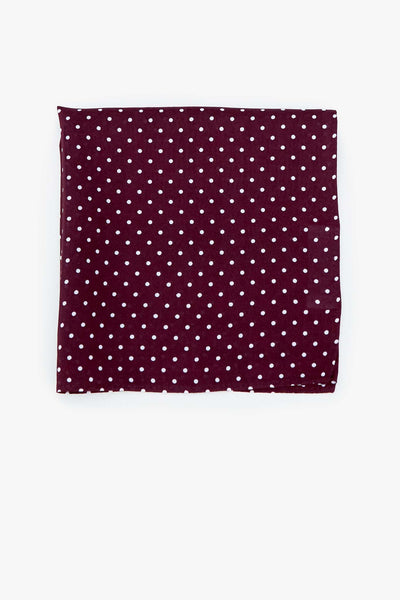 Didi Pocket Square in cabernet dot by Birdy Grey, front view