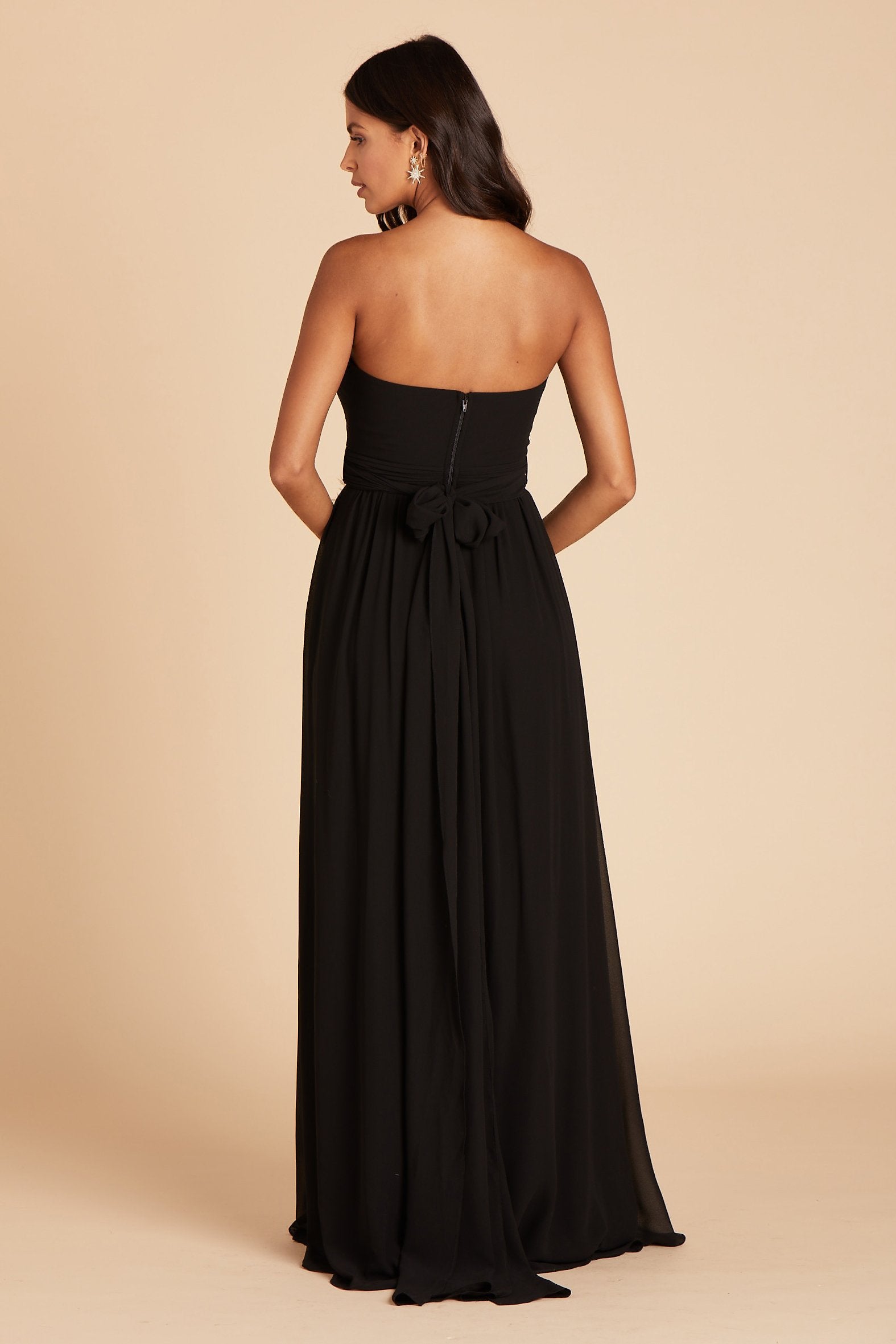Grace convertible bridesmaid dress in black chiffon by Birdy Grey, back view