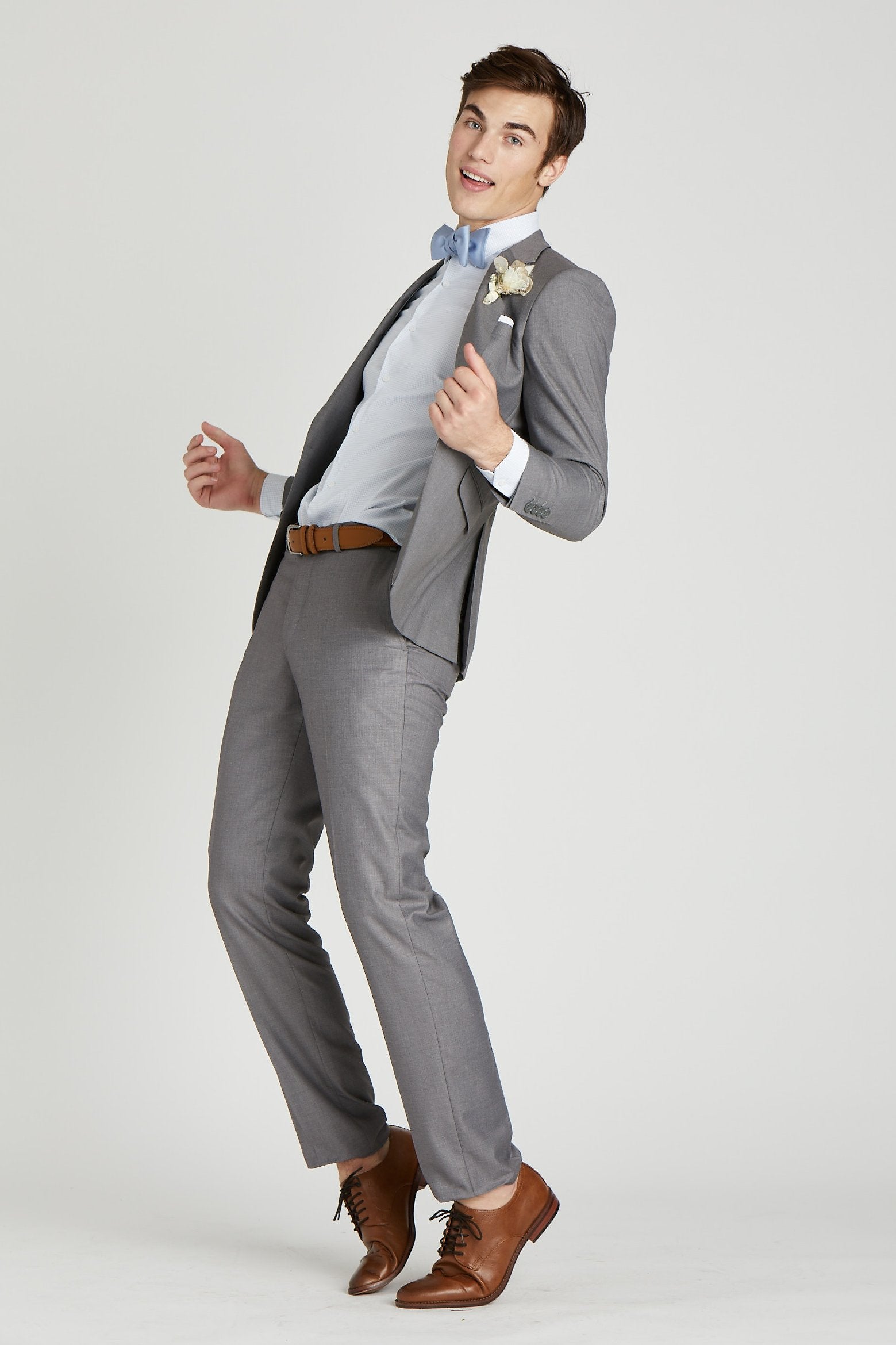 Daniel Bow Tie in dusty blue by Birdy Grey, front view