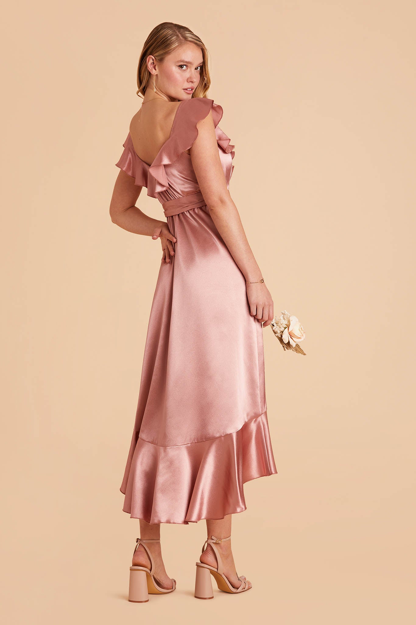 Desert Rose James Satin Midi Dress by Birdy Grey