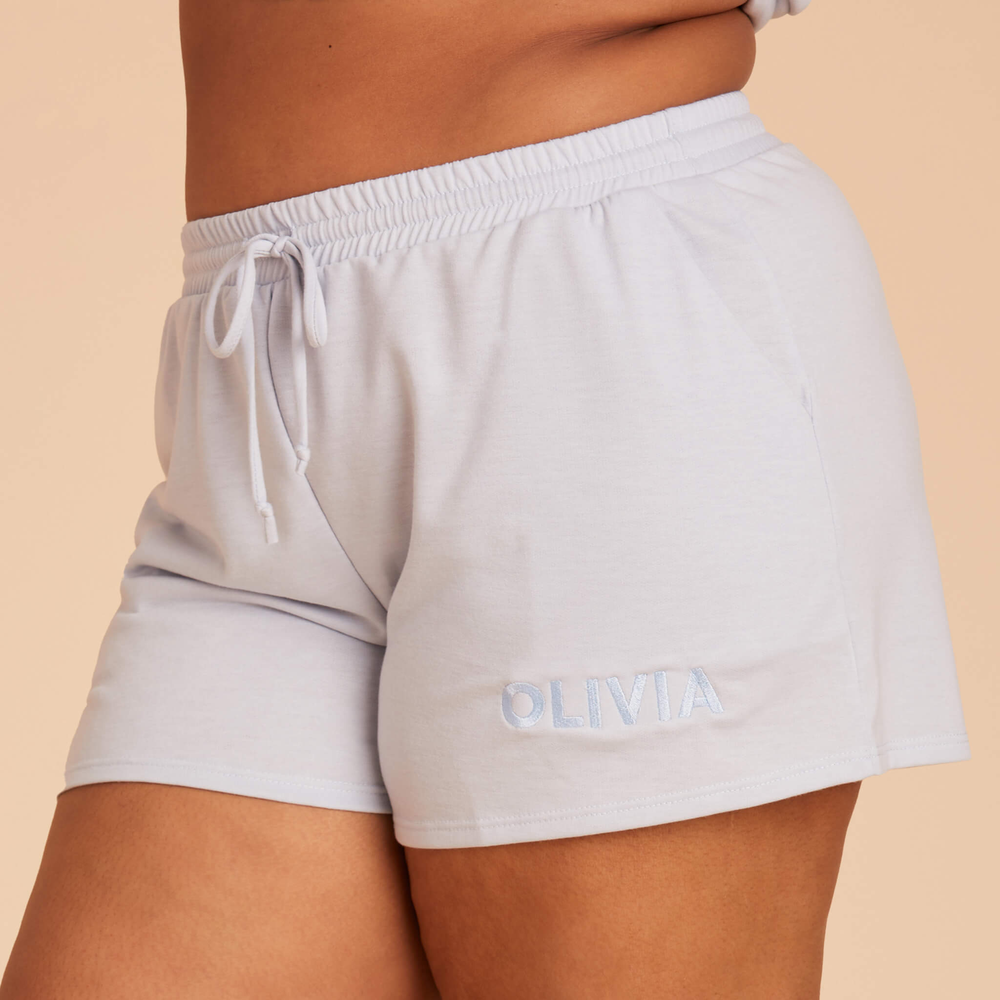 Plus Size Light Blue Sweat shorts with personalization