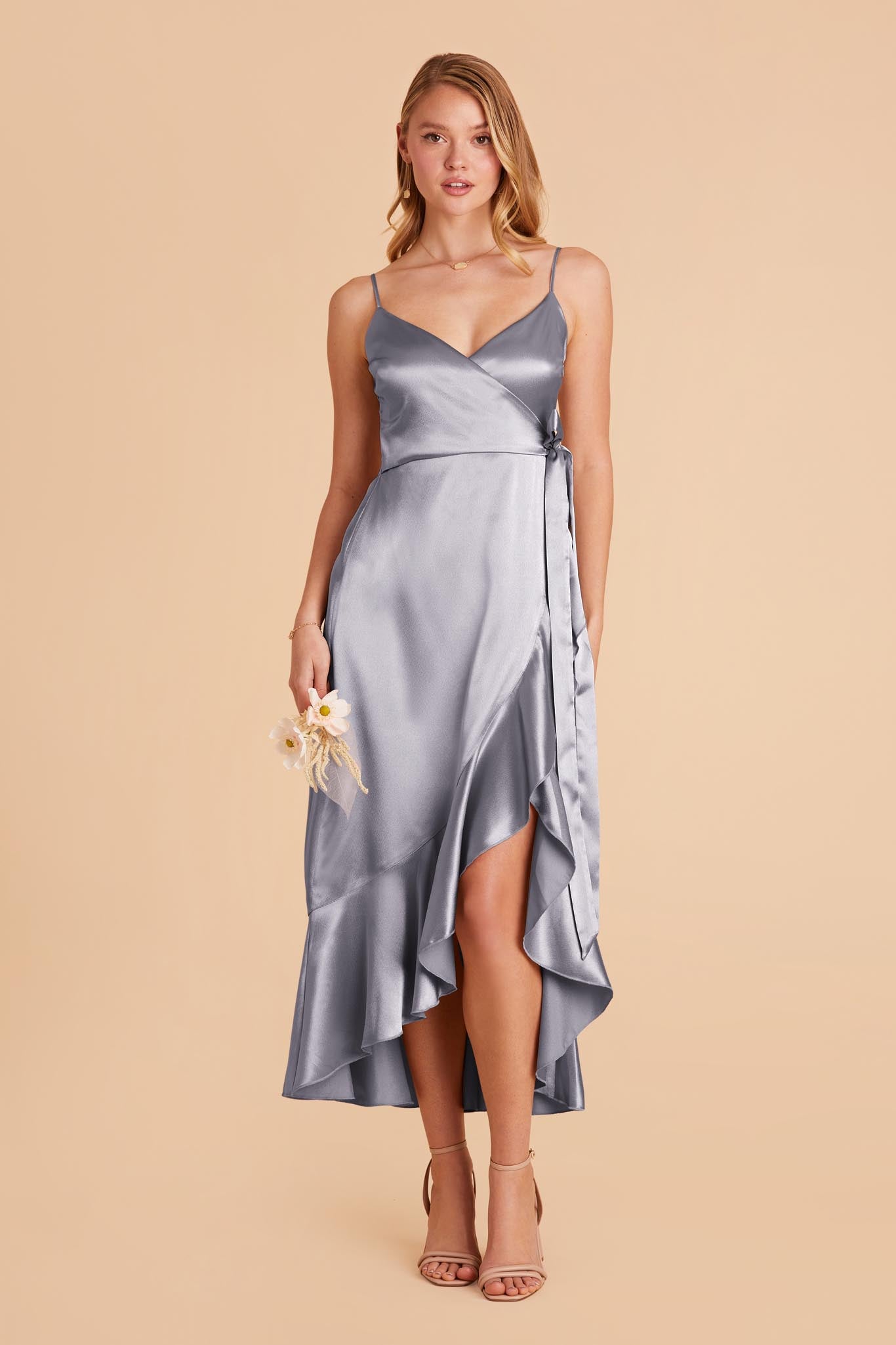 Sleek Dusty Blue Dress - Satin Dress - Midi Dress - Dress - Lulus