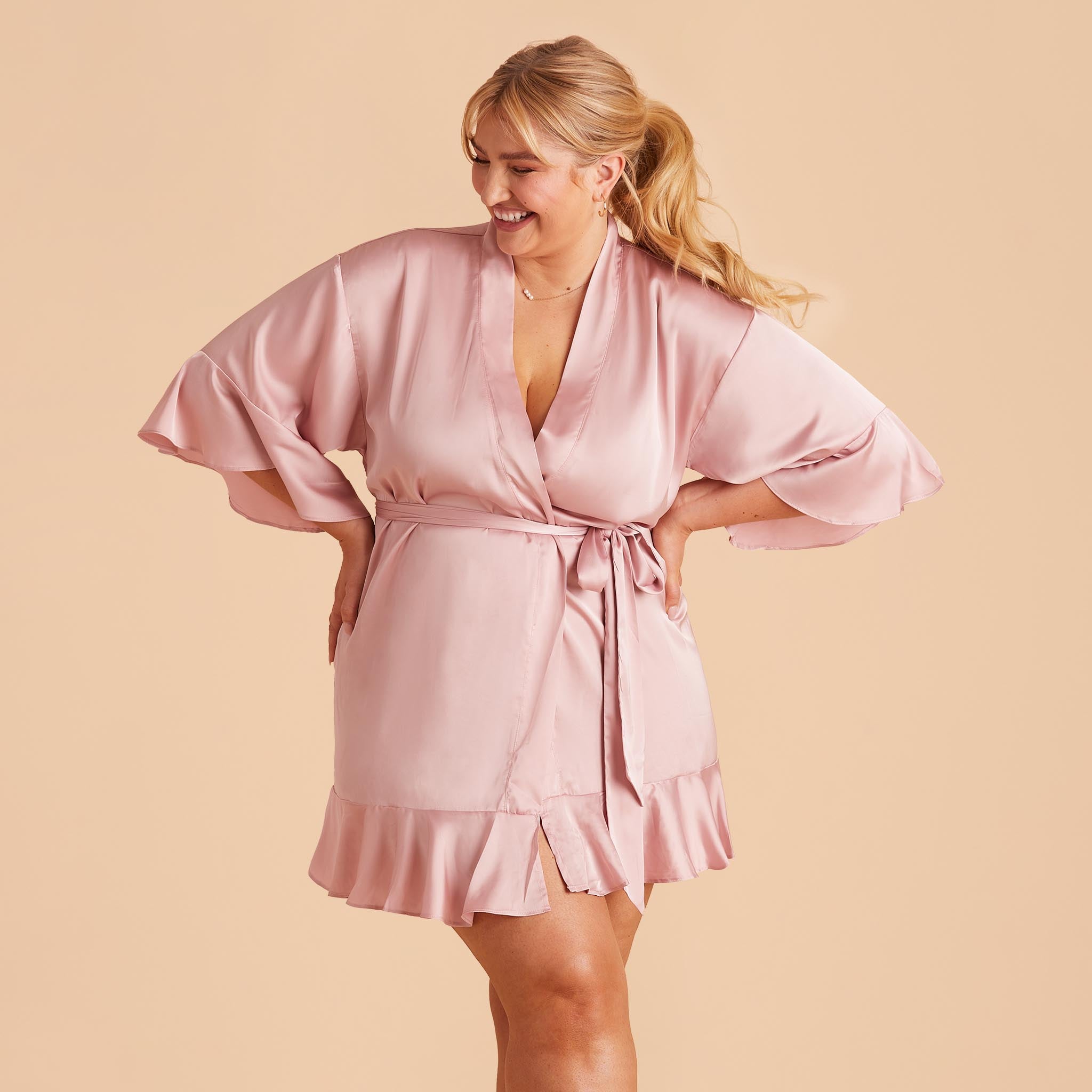 Dusty Pink Satin Robe, Nightwear & Onesies